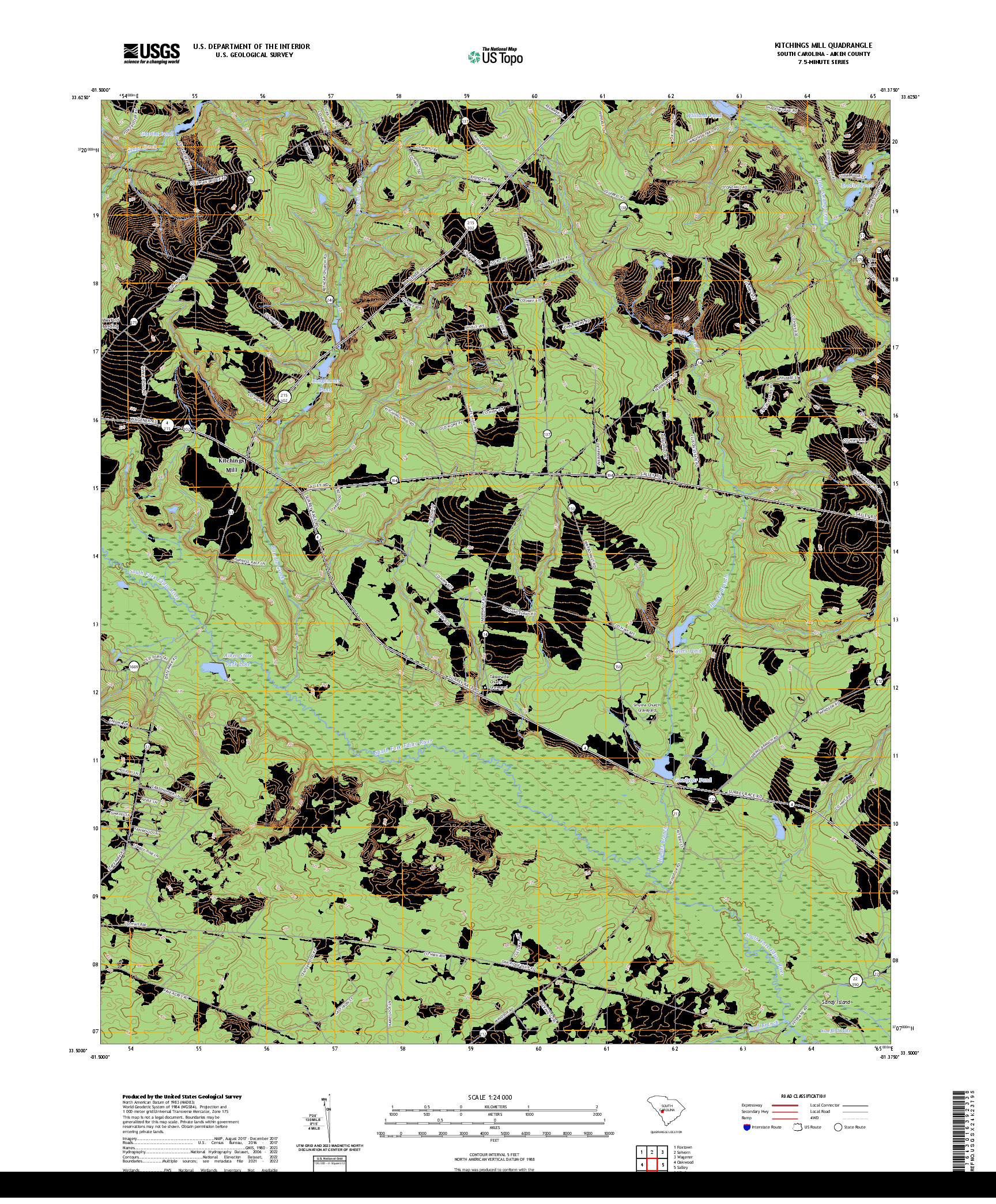 US TOPO 7.5-MINUTE MAP FOR KITCHINGS MILL, SC