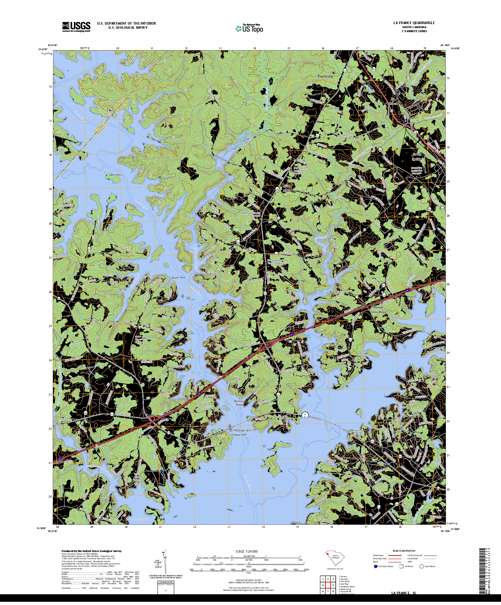 US TOPO 7.5-MINUTE MAP FOR LA FRANCE, SC
