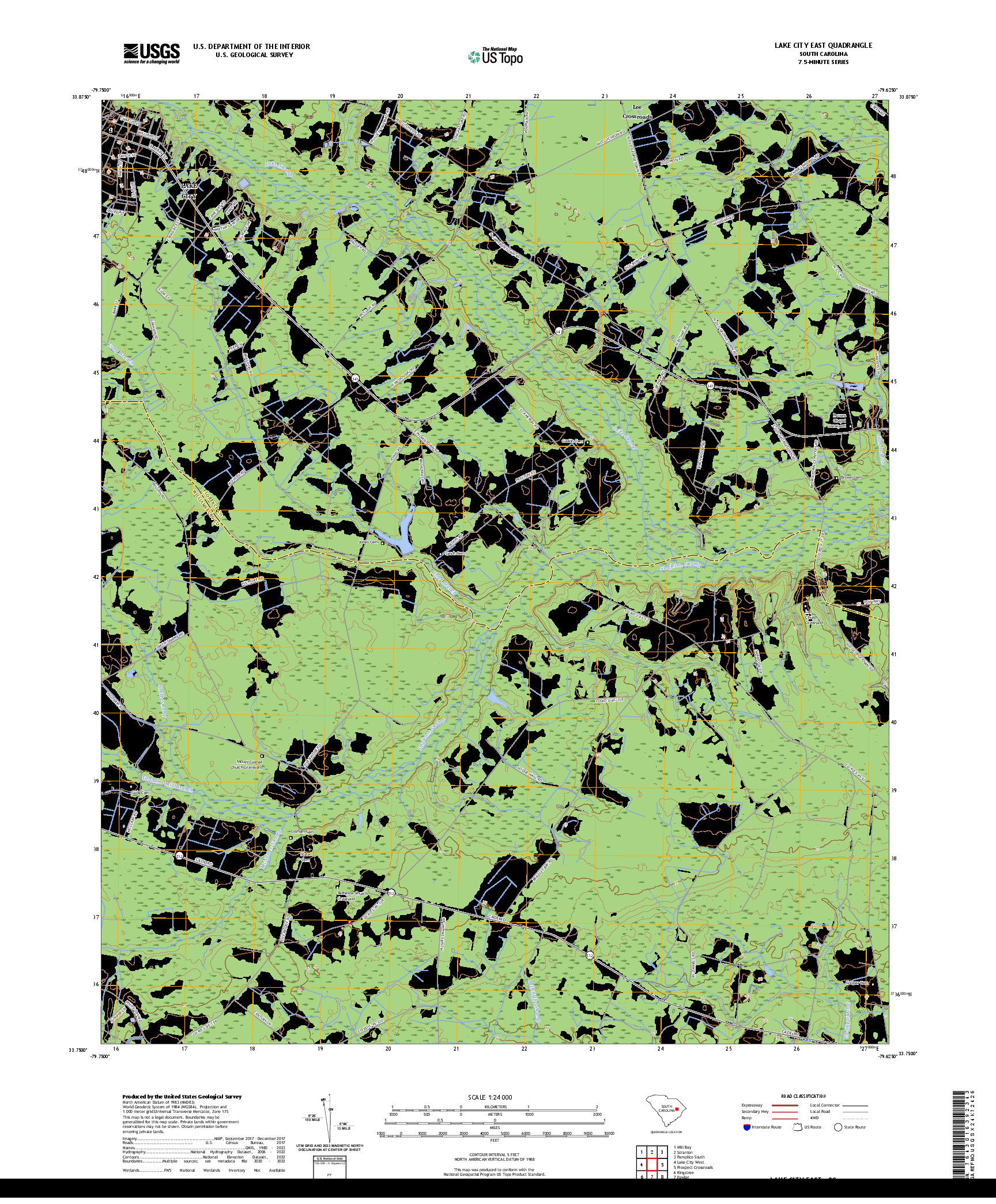 US TOPO 7.5-MINUTE MAP FOR LAKE CITY EAST, SC