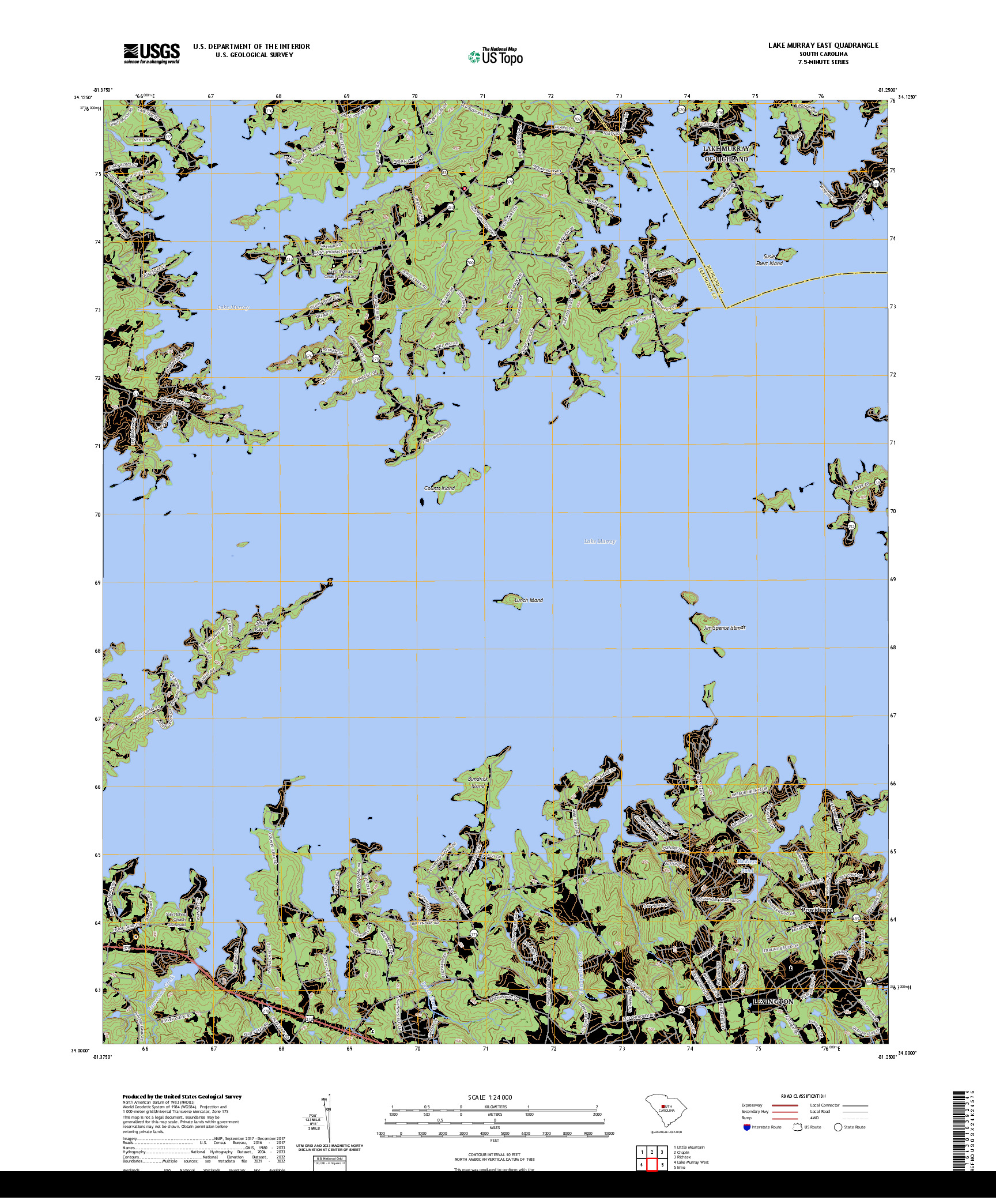 US TOPO 7.5-MINUTE MAP FOR LAKE MURRAY EAST, SC