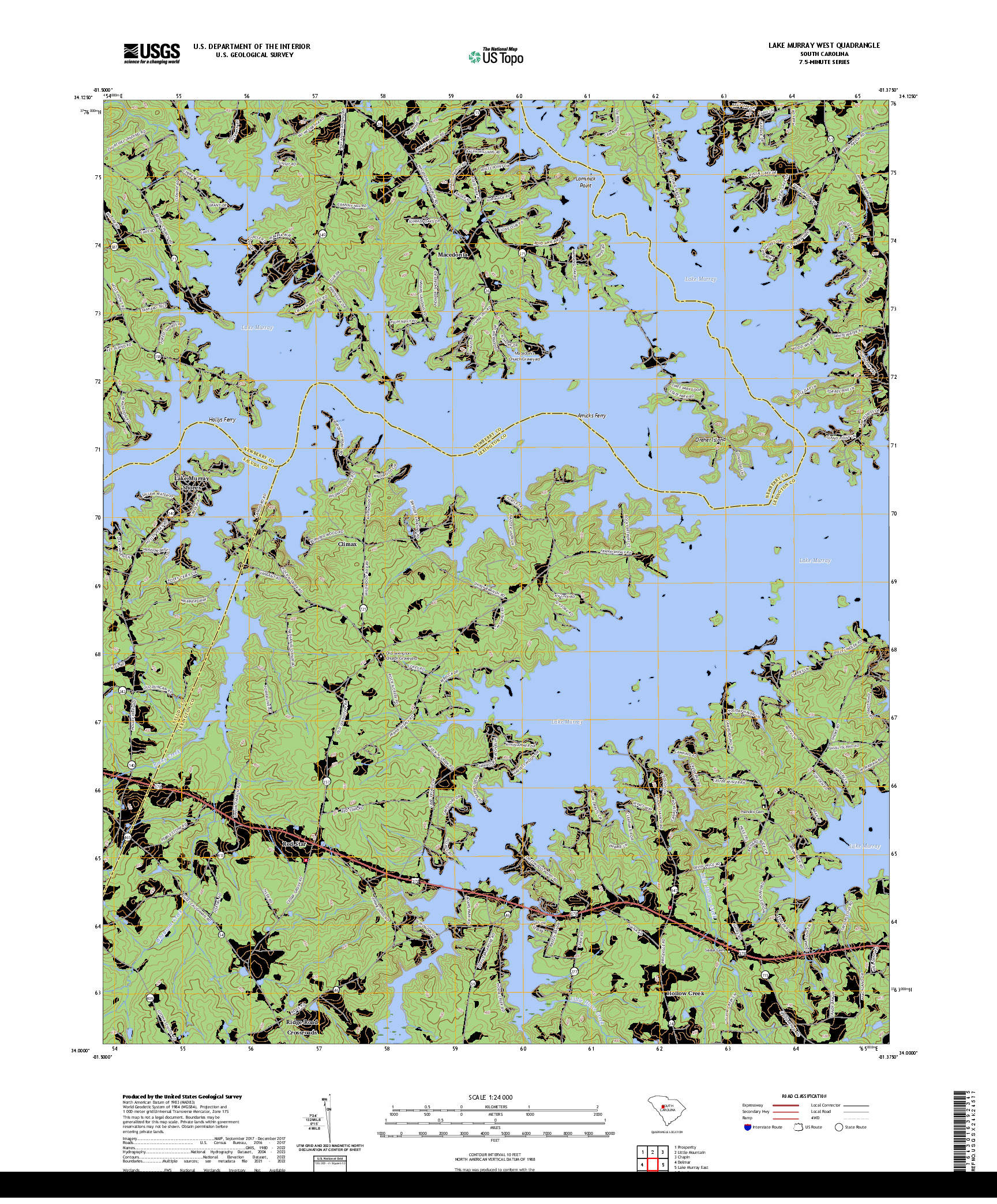 US TOPO 7.5-MINUTE MAP FOR LAKE MURRAY WEST, SC