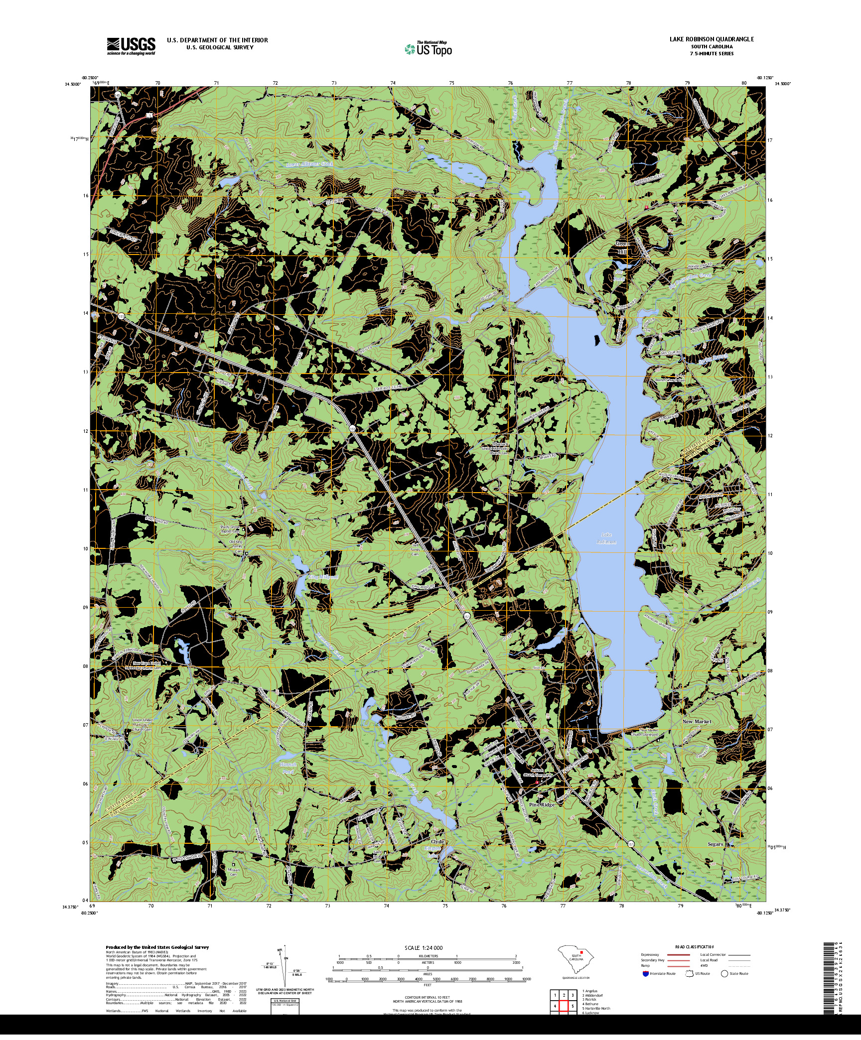US TOPO 7.5-MINUTE MAP FOR LAKE ROBINSON, SC
