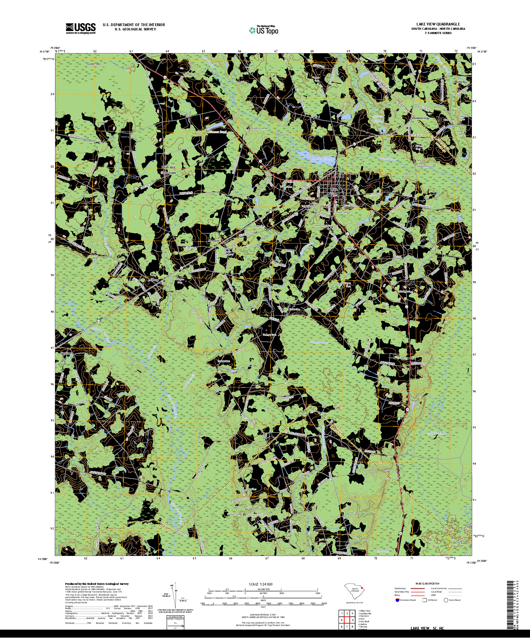 US TOPO 7.5-MINUTE MAP FOR LAKE VIEW, SC,NC