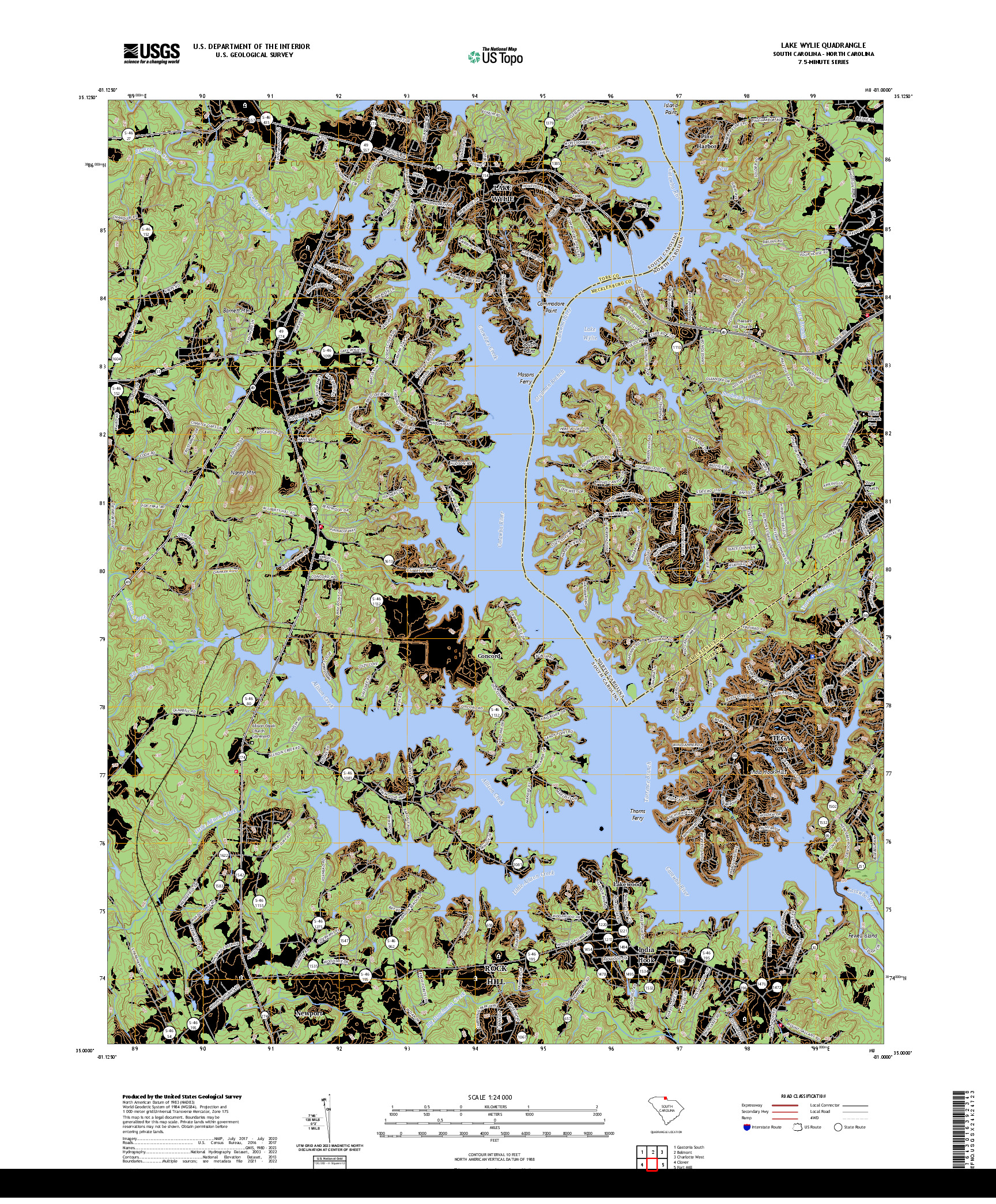 US TOPO 7.5-MINUTE MAP FOR LAKE WYLIE, SC,NC
