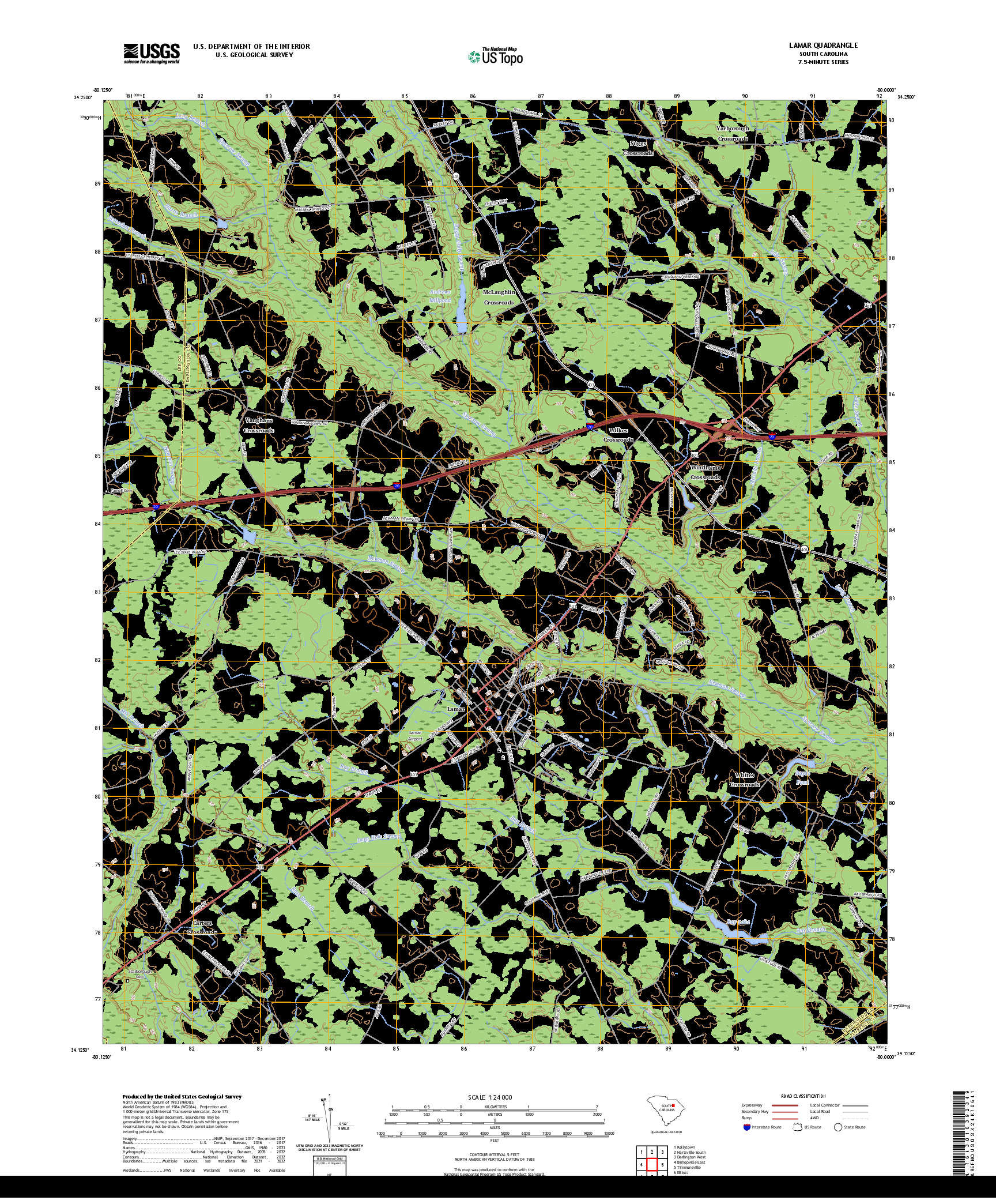 US TOPO 7.5-MINUTE MAP FOR LAMAR, SC