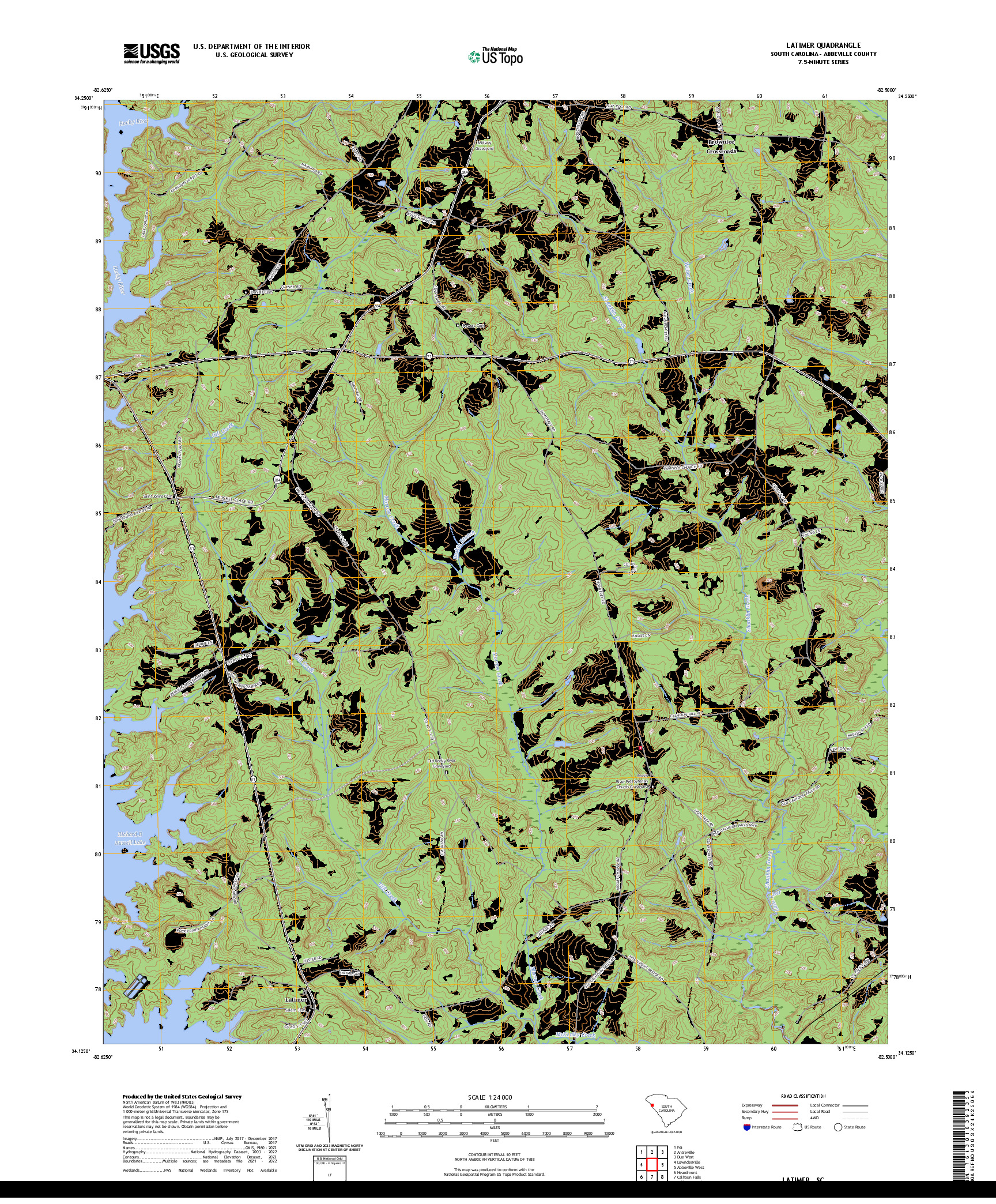 US TOPO 7.5-MINUTE MAP FOR LATIMER, SC