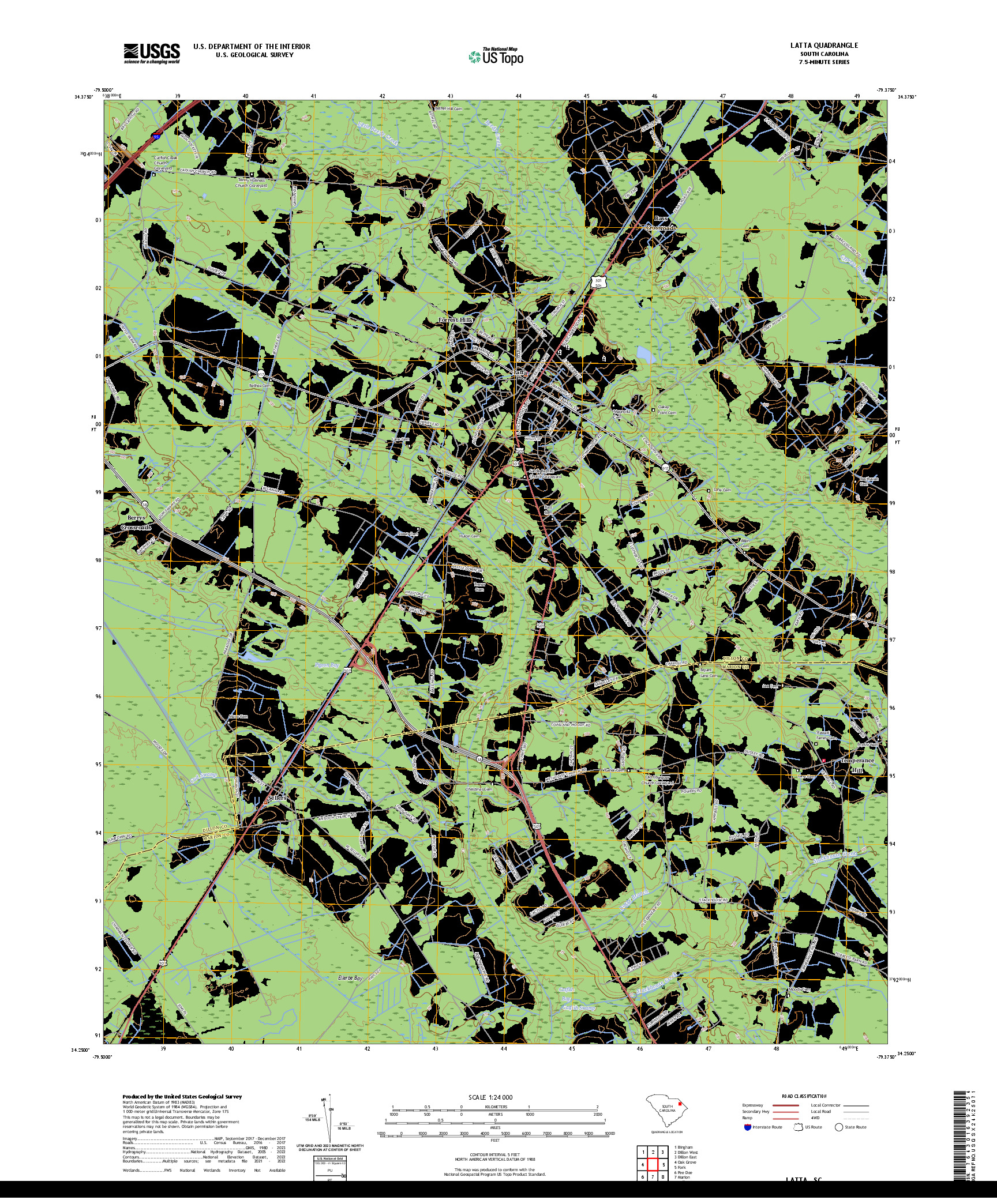 US TOPO 7.5-MINUTE MAP FOR LATTA, SC