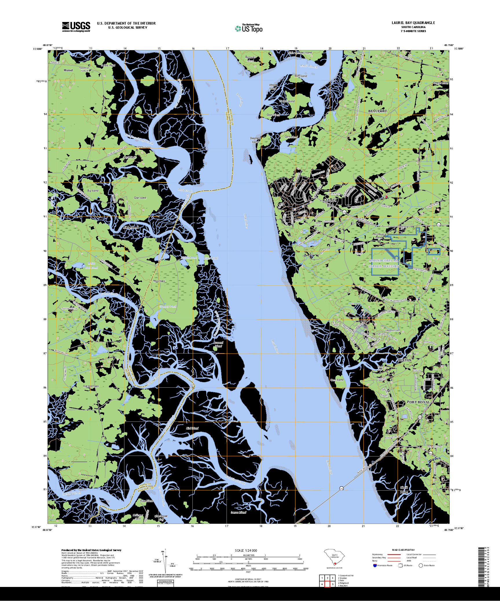 US TOPO 7.5-MINUTE MAP FOR LAUREL BAY, SC