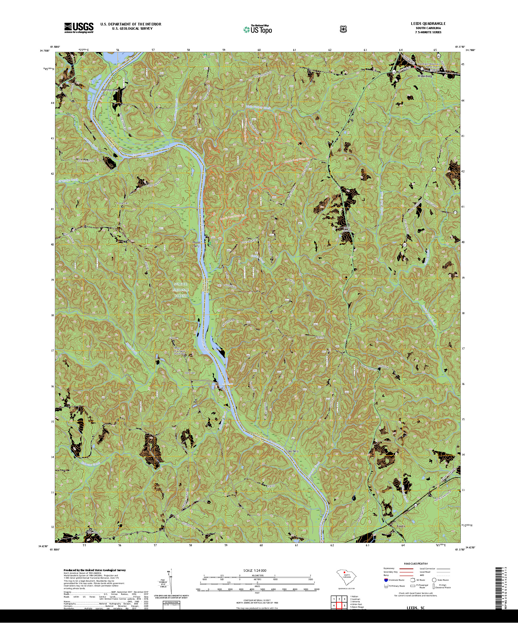 US TOPO 7.5-MINUTE MAP FOR LEEDS, SC