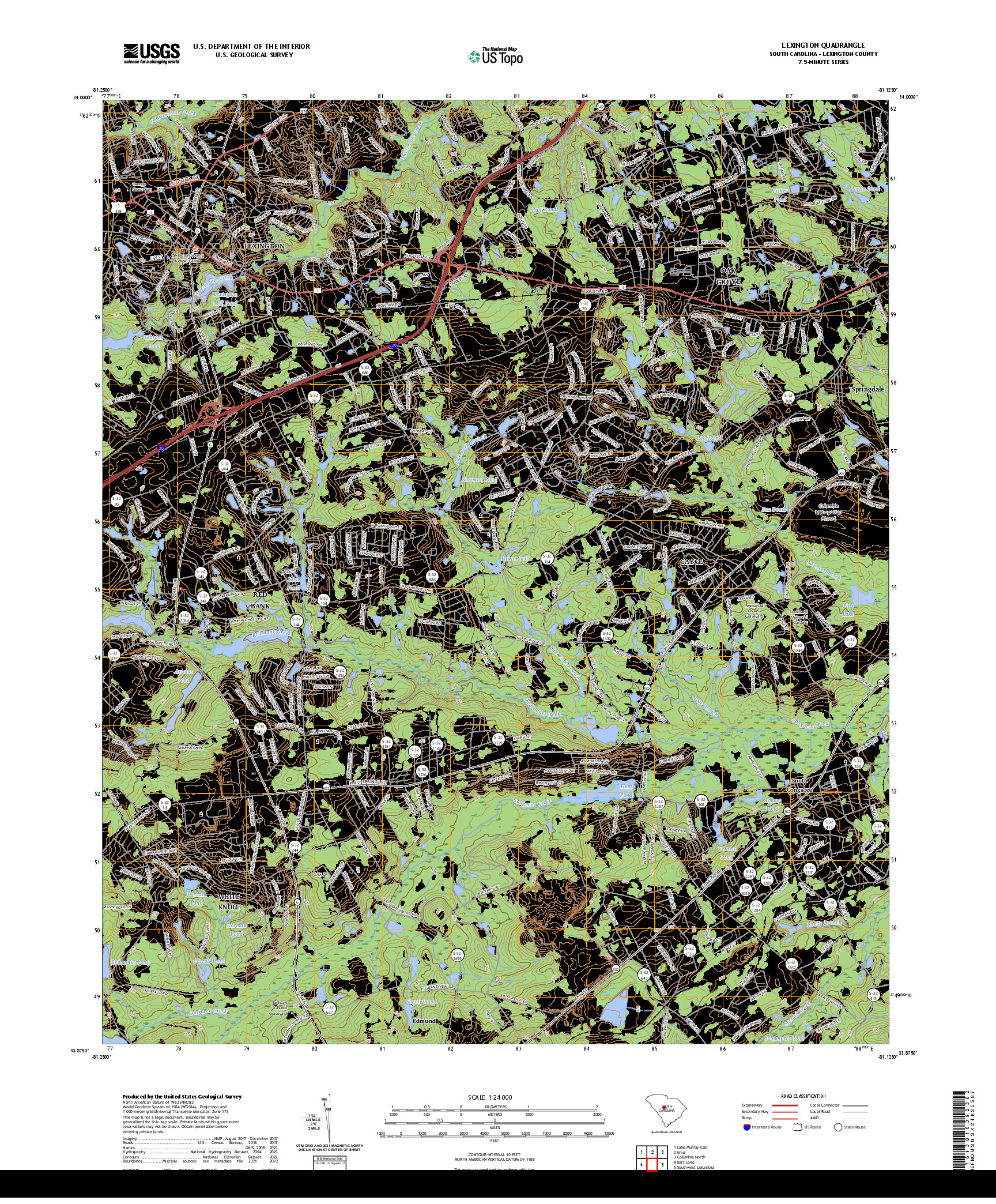 US TOPO 7.5-MINUTE MAP FOR LEXINGTON, SC