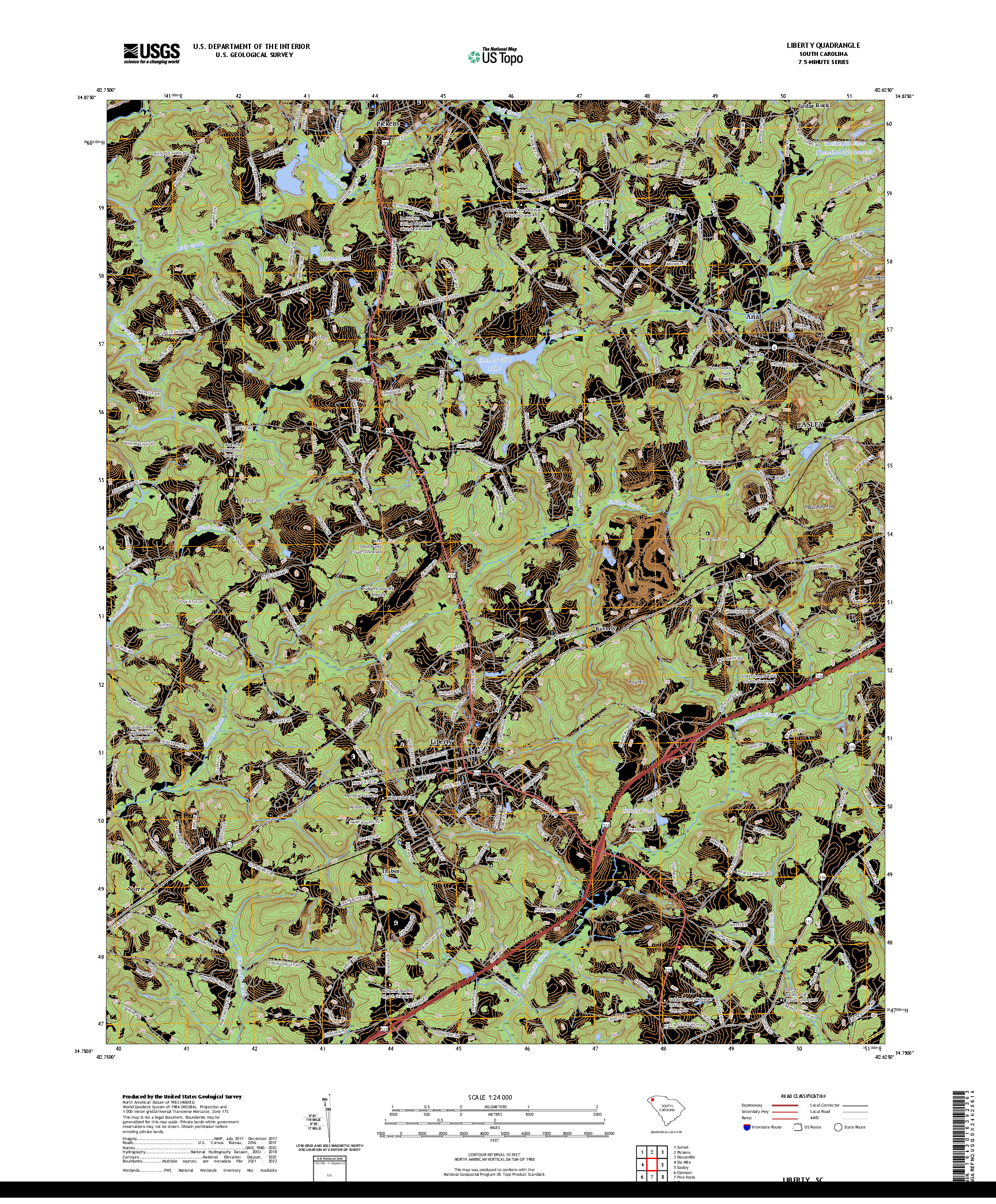 US TOPO 7.5-MINUTE MAP FOR LIBERTY, SC