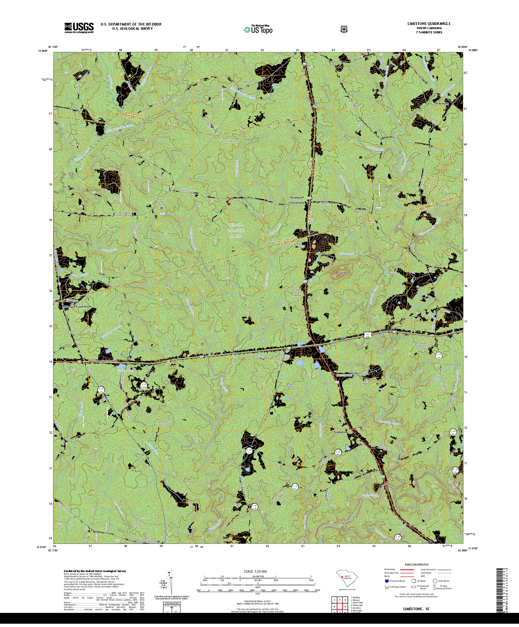US TOPO 7.5-MINUTE MAP FOR LIMESTONE, SC