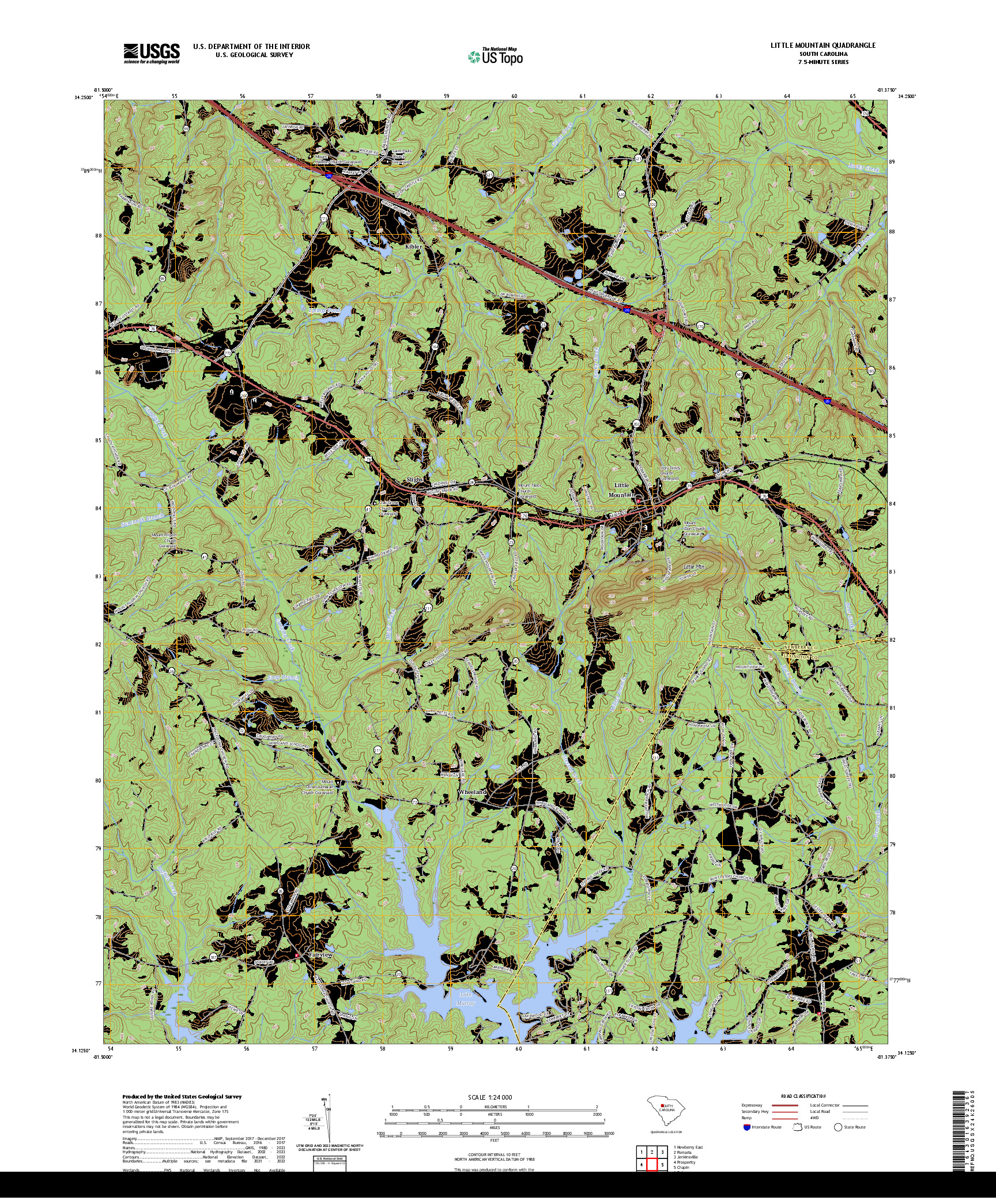 US TOPO 7.5-MINUTE MAP FOR LITTLE MOUNTAIN, SC