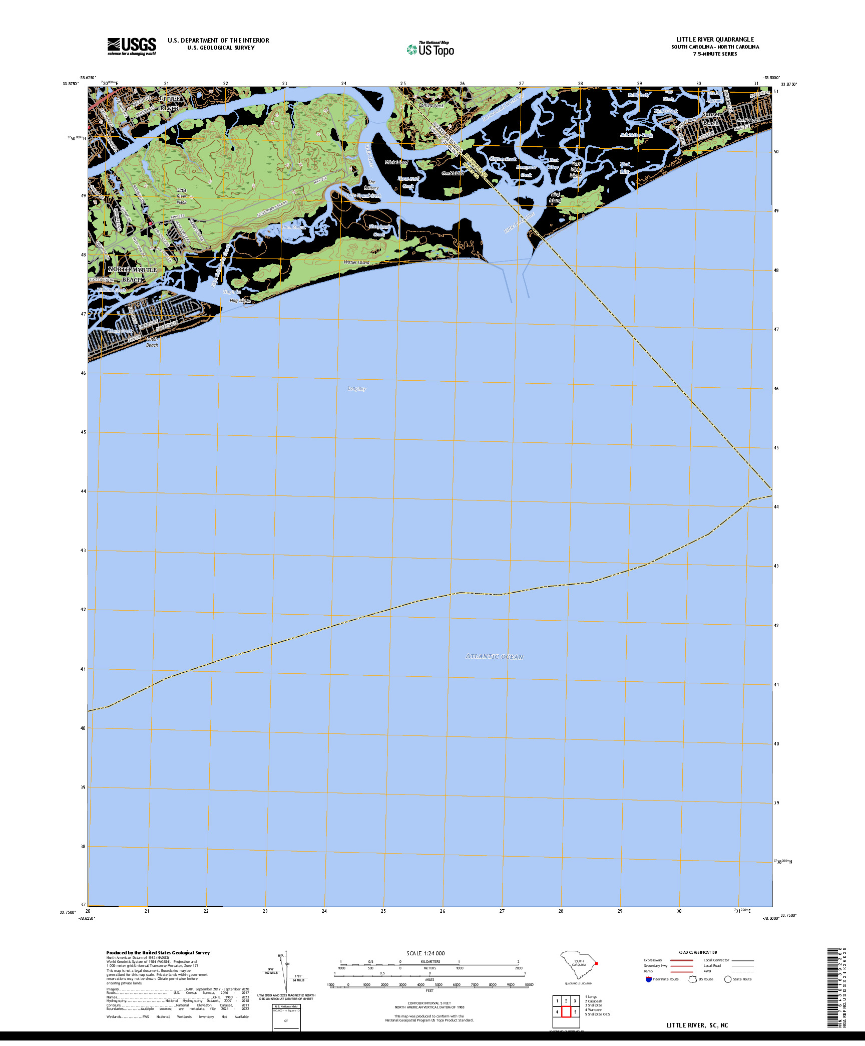 US TOPO 7.5-MINUTE MAP FOR LITTLE RIVER, SC,NC