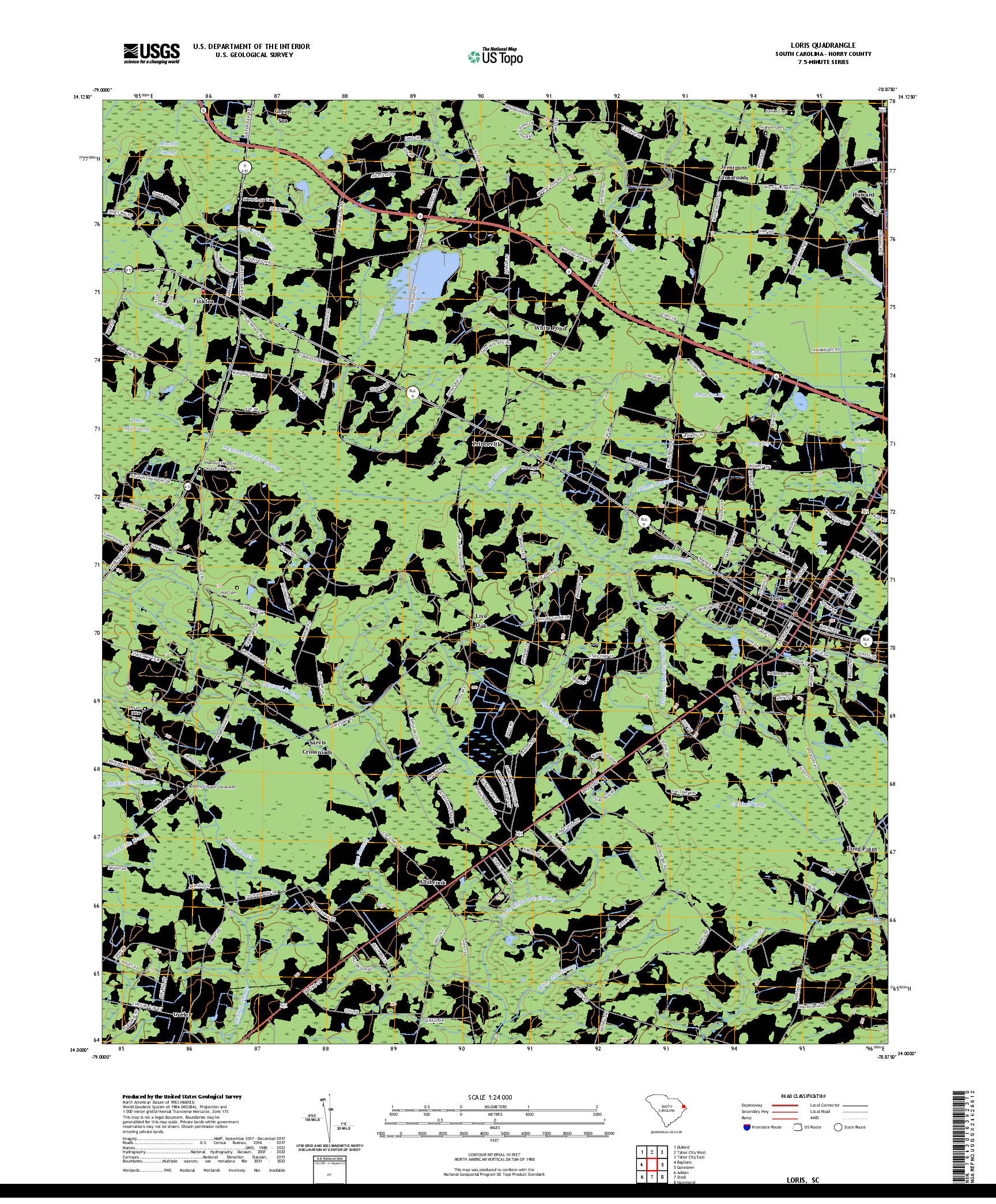 US TOPO 7.5-MINUTE MAP FOR LORIS, SC