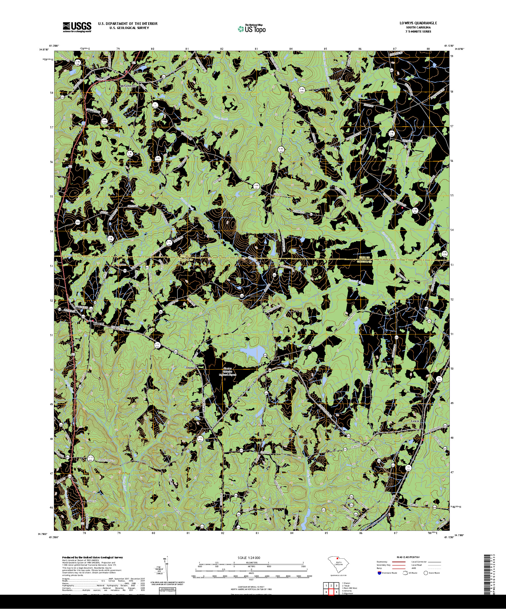 US TOPO 7.5-MINUTE MAP FOR LOWRYS, SC