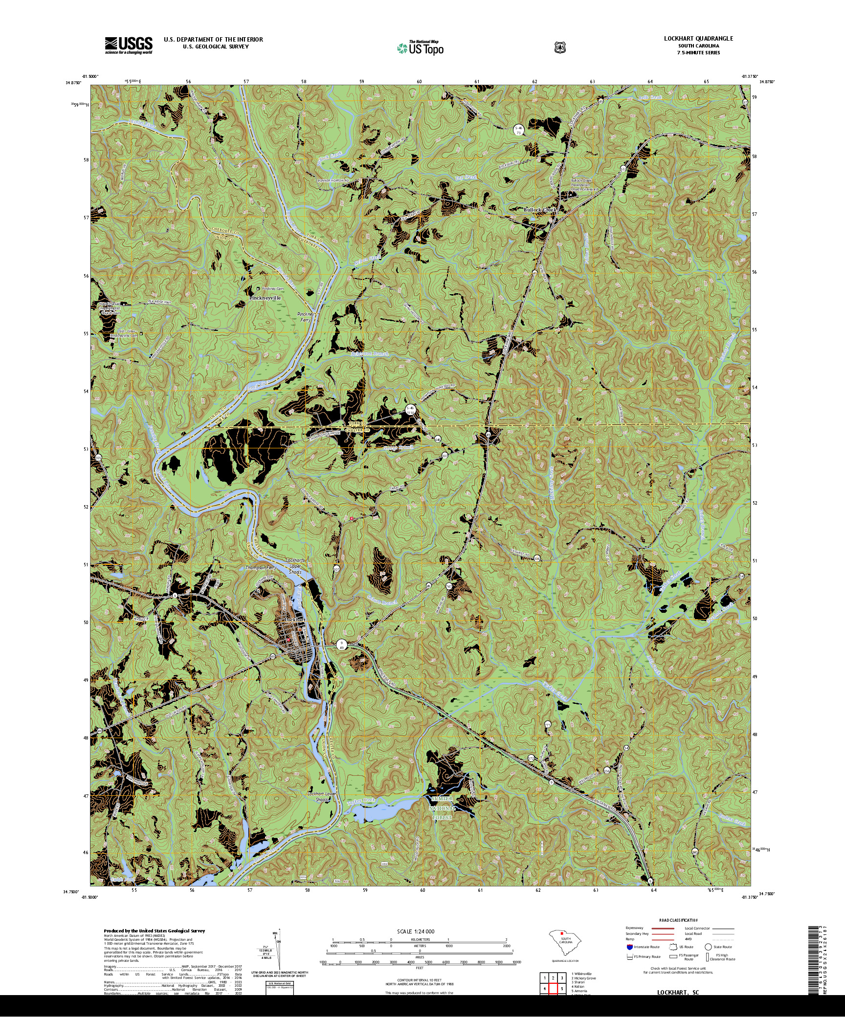 US TOPO 7.5-MINUTE MAP FOR LOCKHART, SC