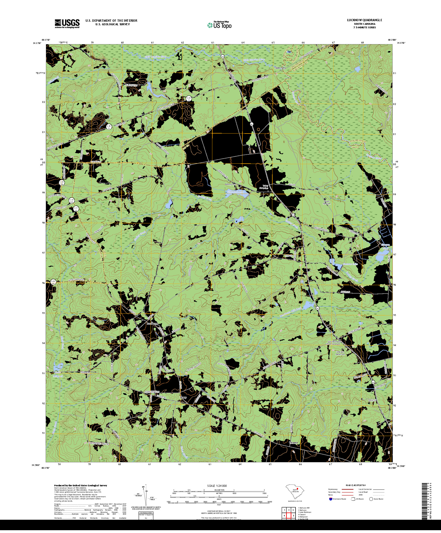 US TOPO 7.5-MINUTE MAP FOR LUCKNOW, SC