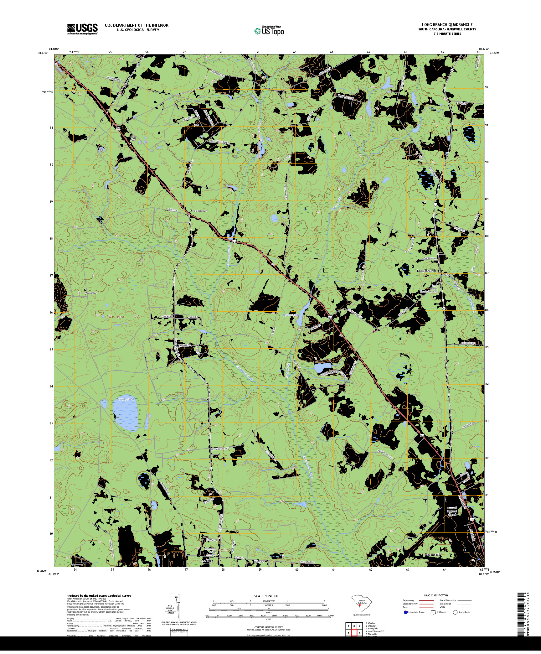 US TOPO 7.5-MINUTE MAP FOR LONG BRANCH, SC