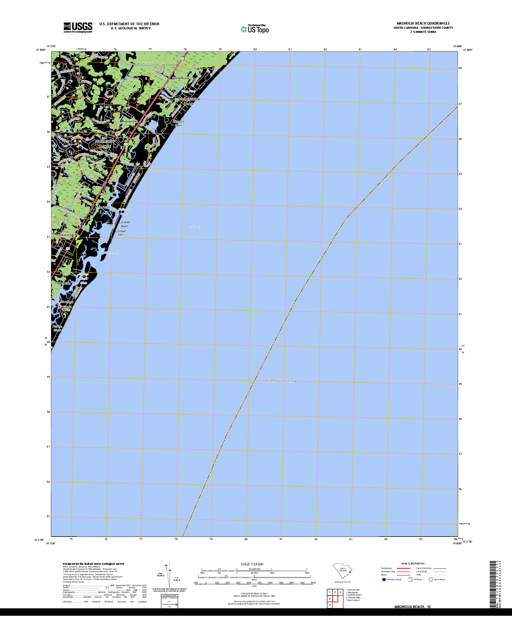 US TOPO 7.5-MINUTE MAP FOR MAGNOLIA BEACH, SC
