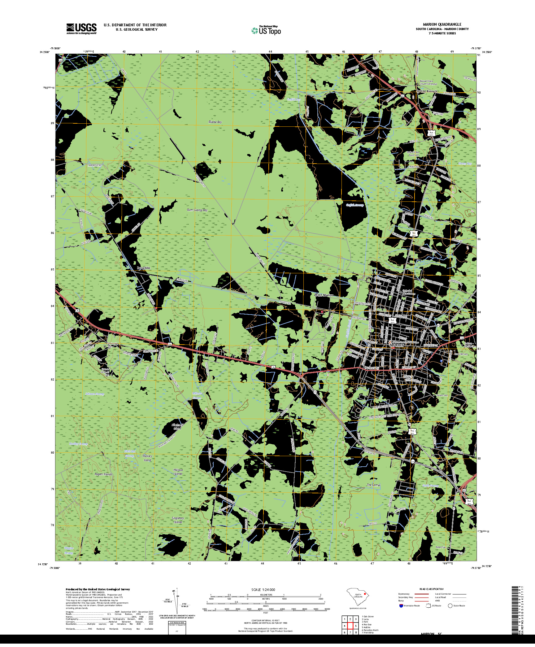 US TOPO 7.5-MINUTE MAP FOR MARION, SC