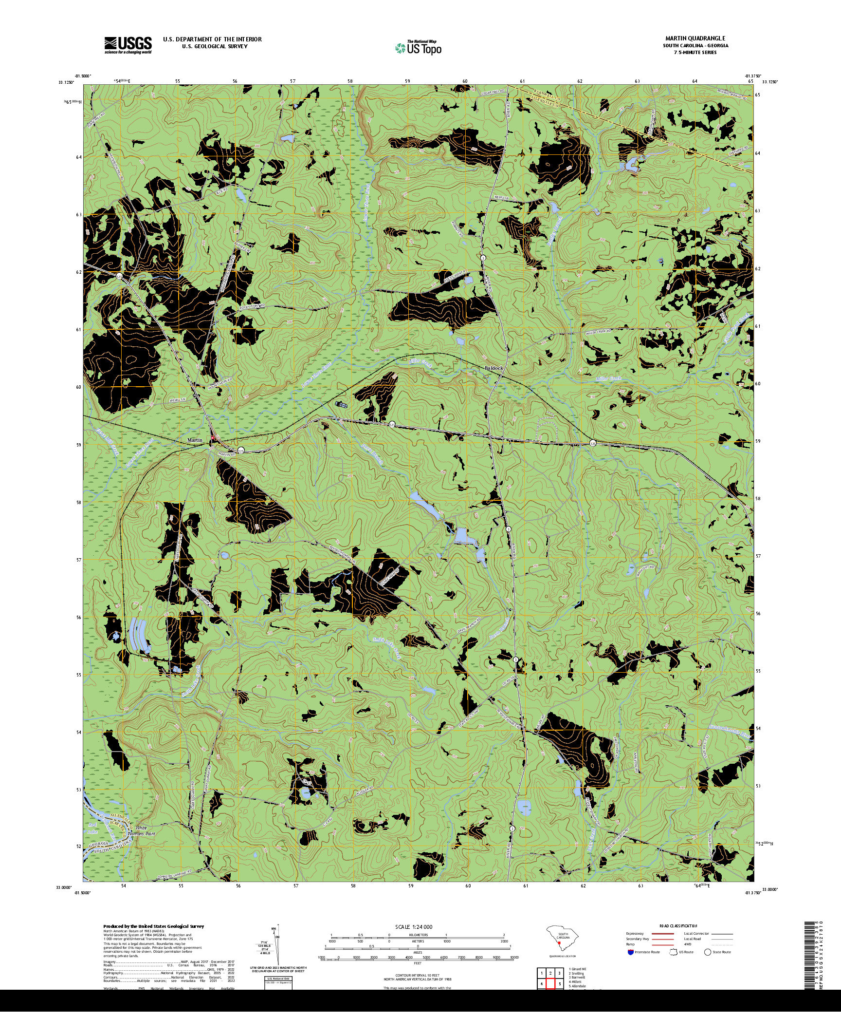 US TOPO 7.5-MINUTE MAP FOR MARTIN, SC,GA