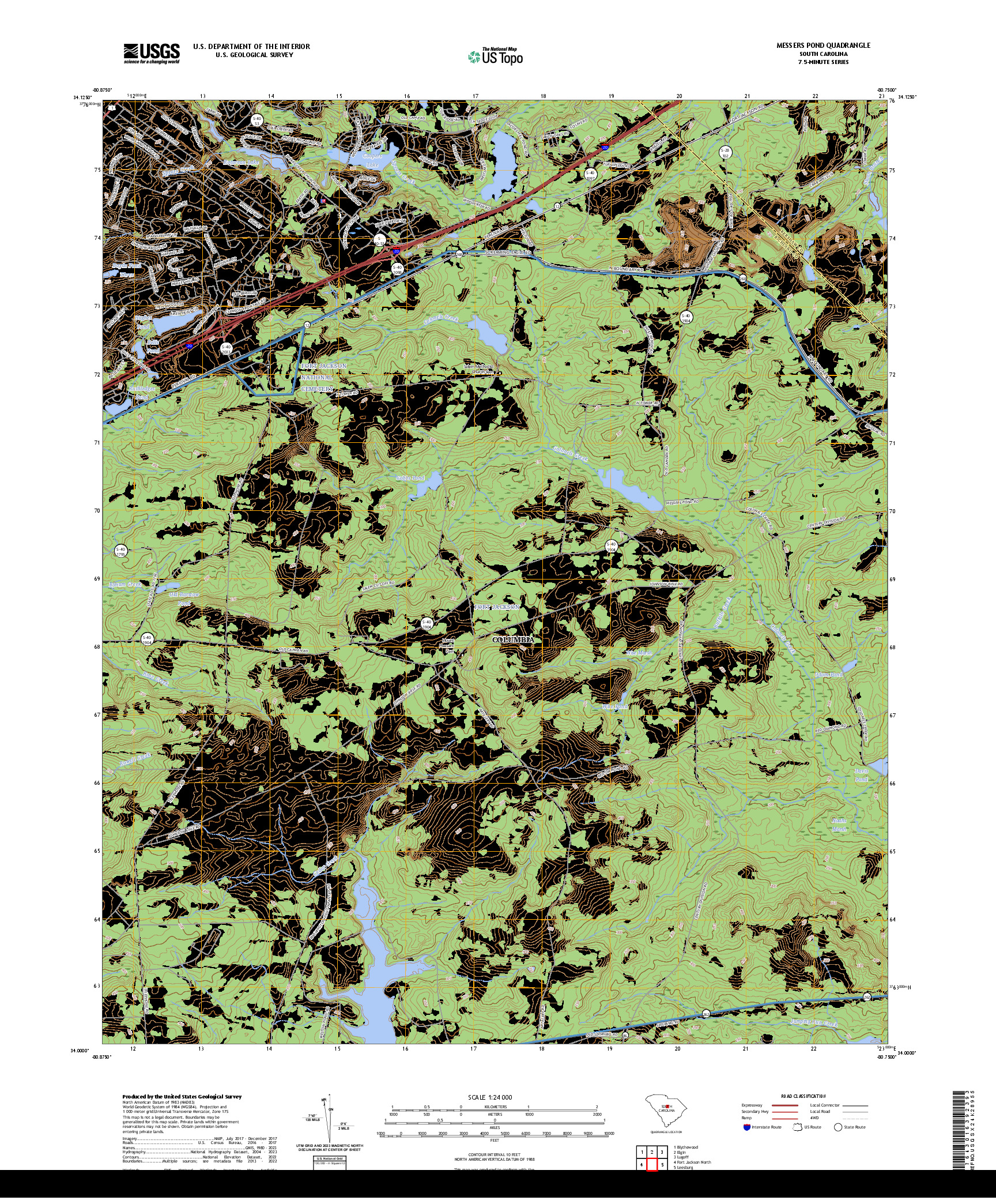 US TOPO 7.5-MINUTE MAP FOR MESSERS POND, SC