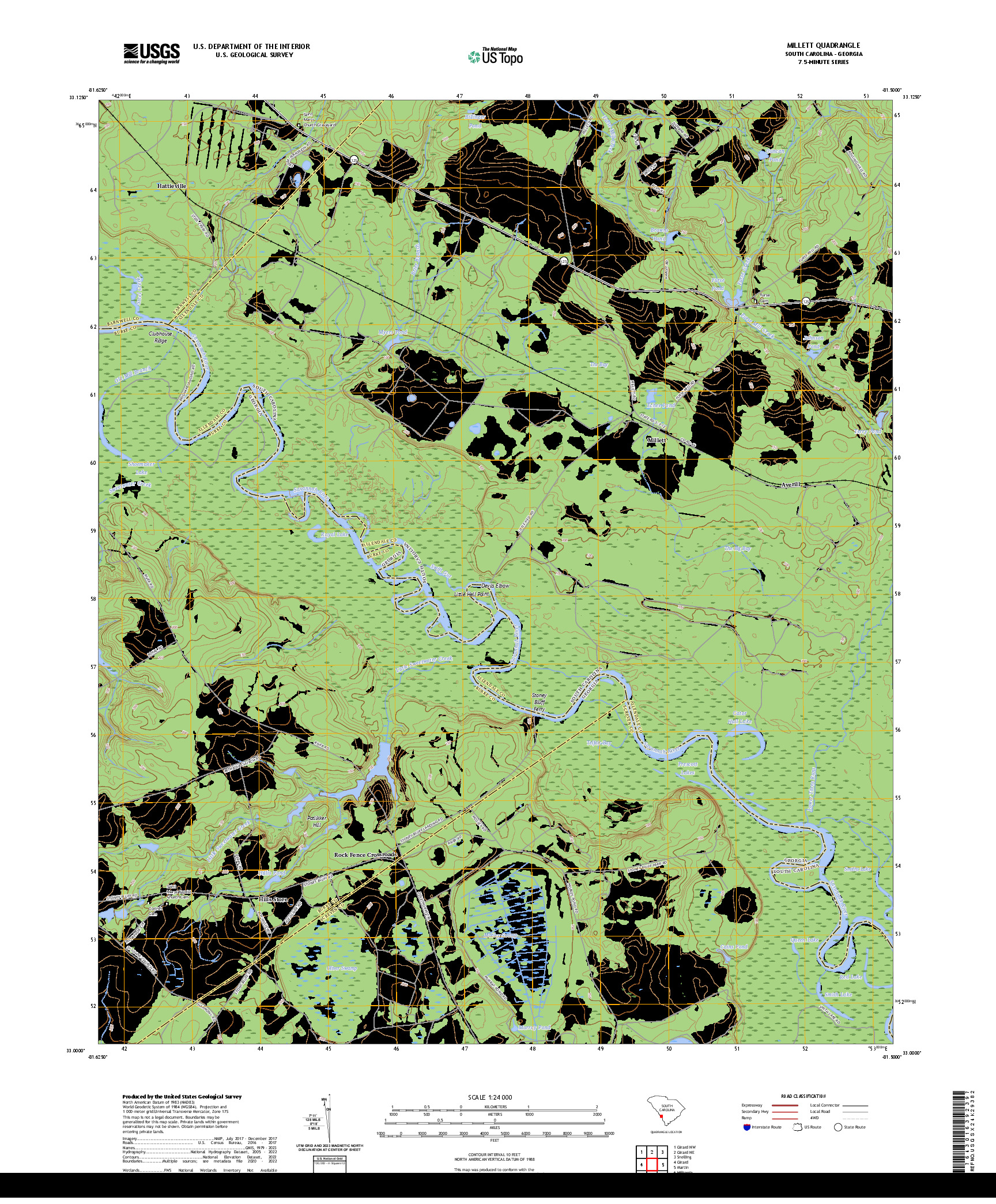 US TOPO 7.5-MINUTE MAP FOR MILLETT, SC,GA