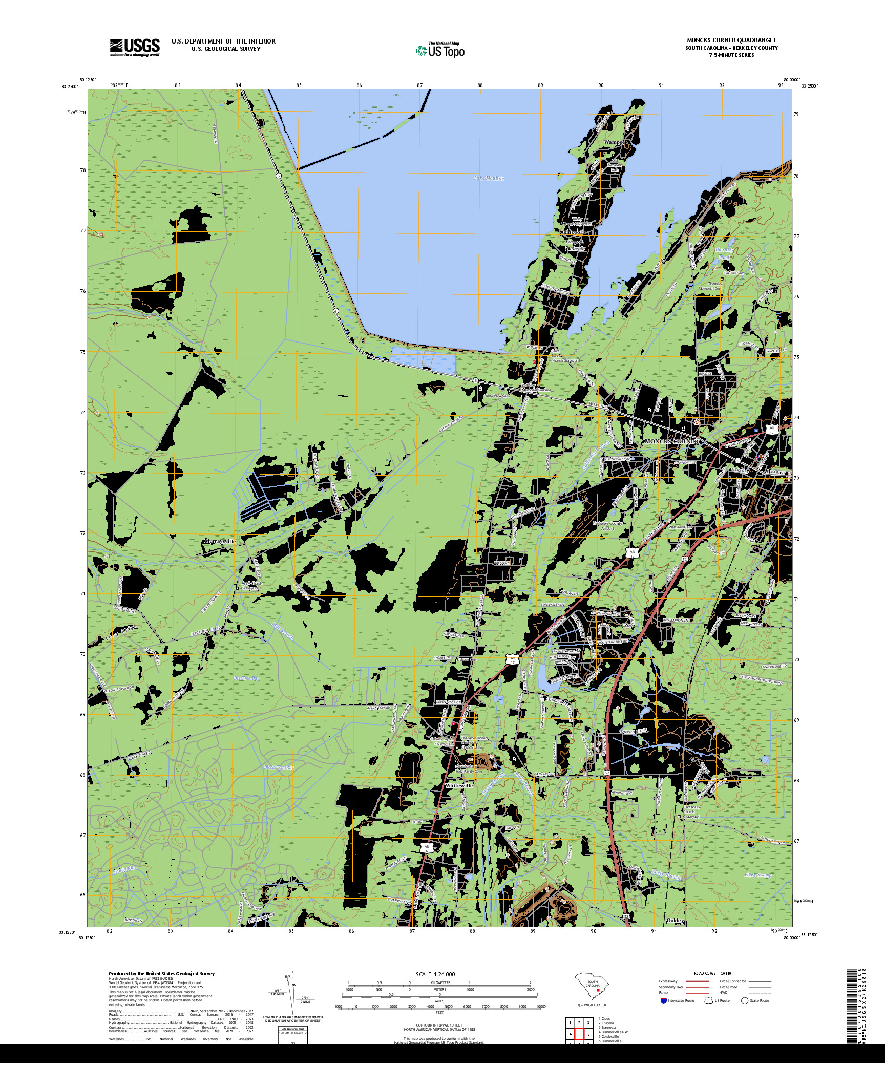 US TOPO 7.5-MINUTE MAP FOR MONCKS CORNER, SC