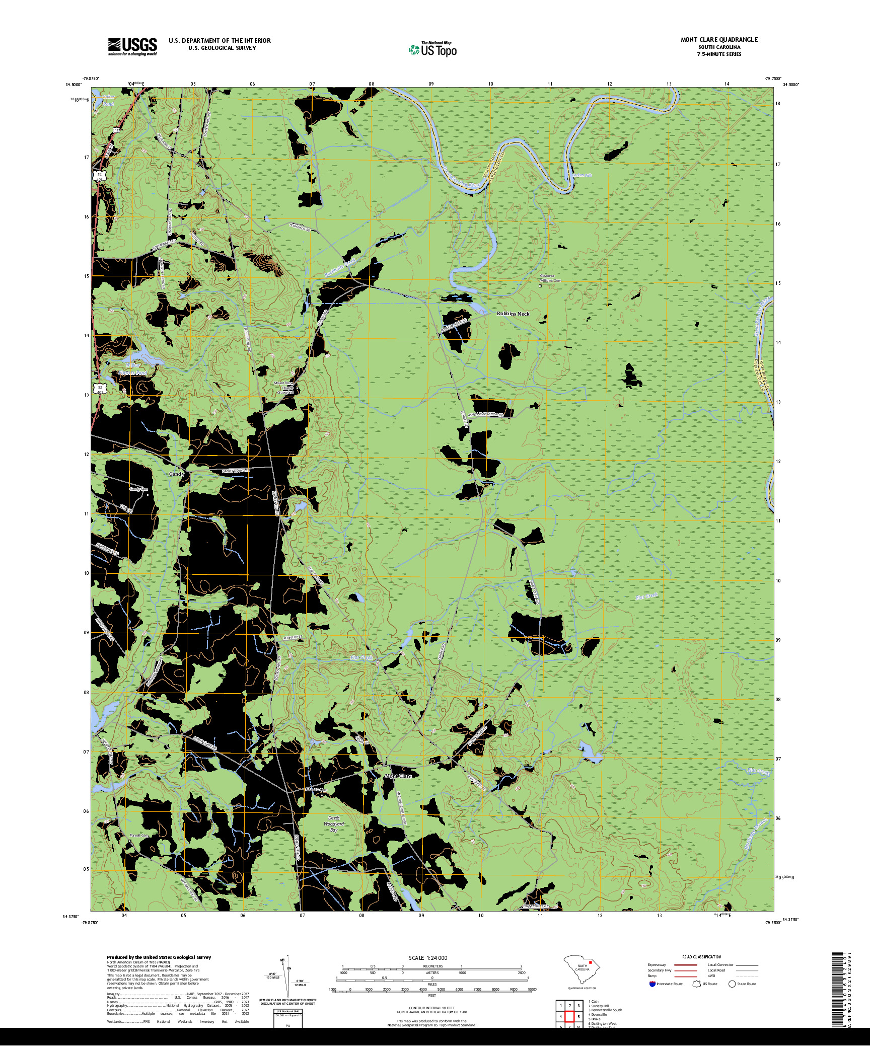 US TOPO 7.5-MINUTE MAP FOR MONT CLARE, SC