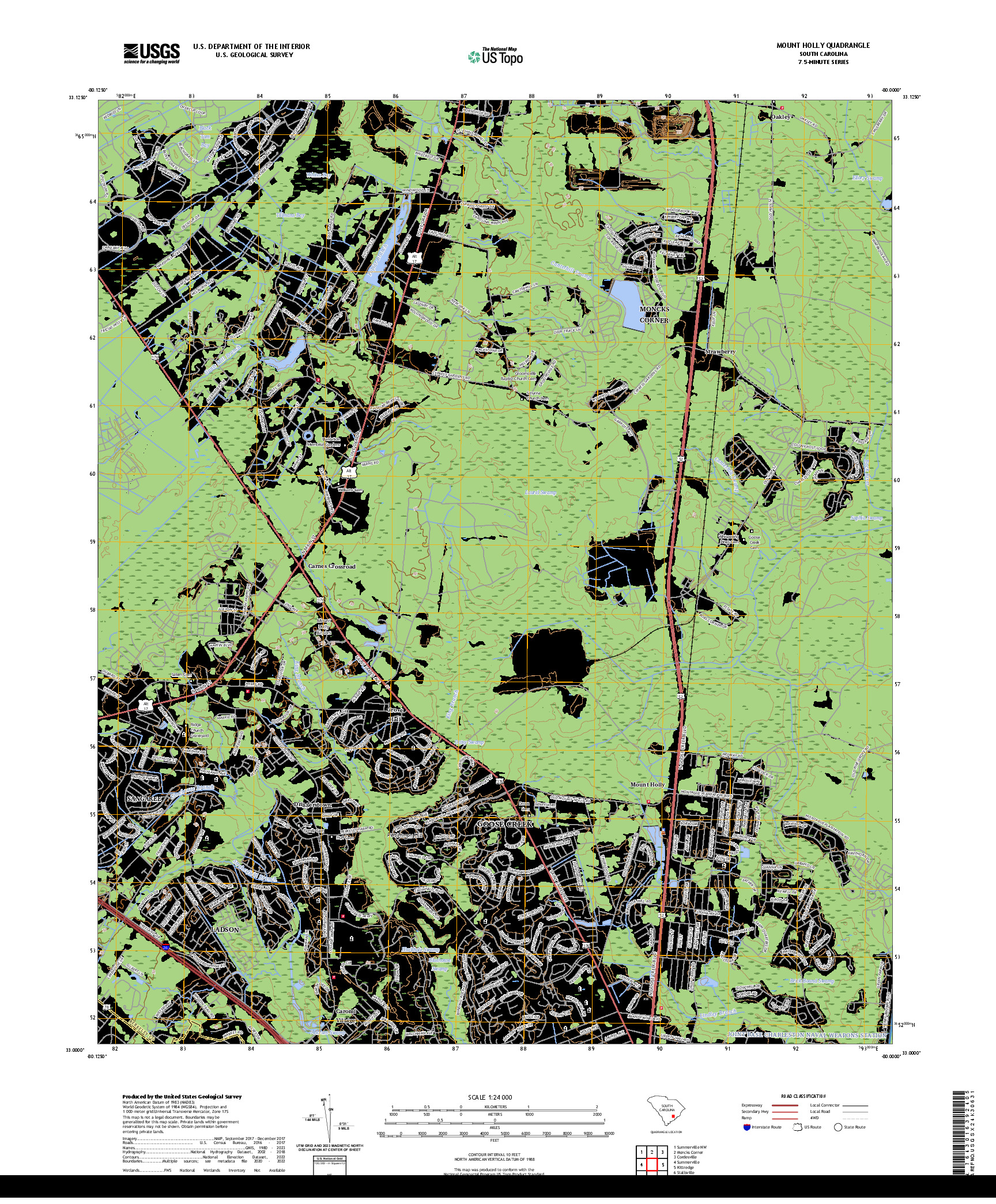 US TOPO 7.5-MINUTE MAP FOR MOUNT HOLLY, SC