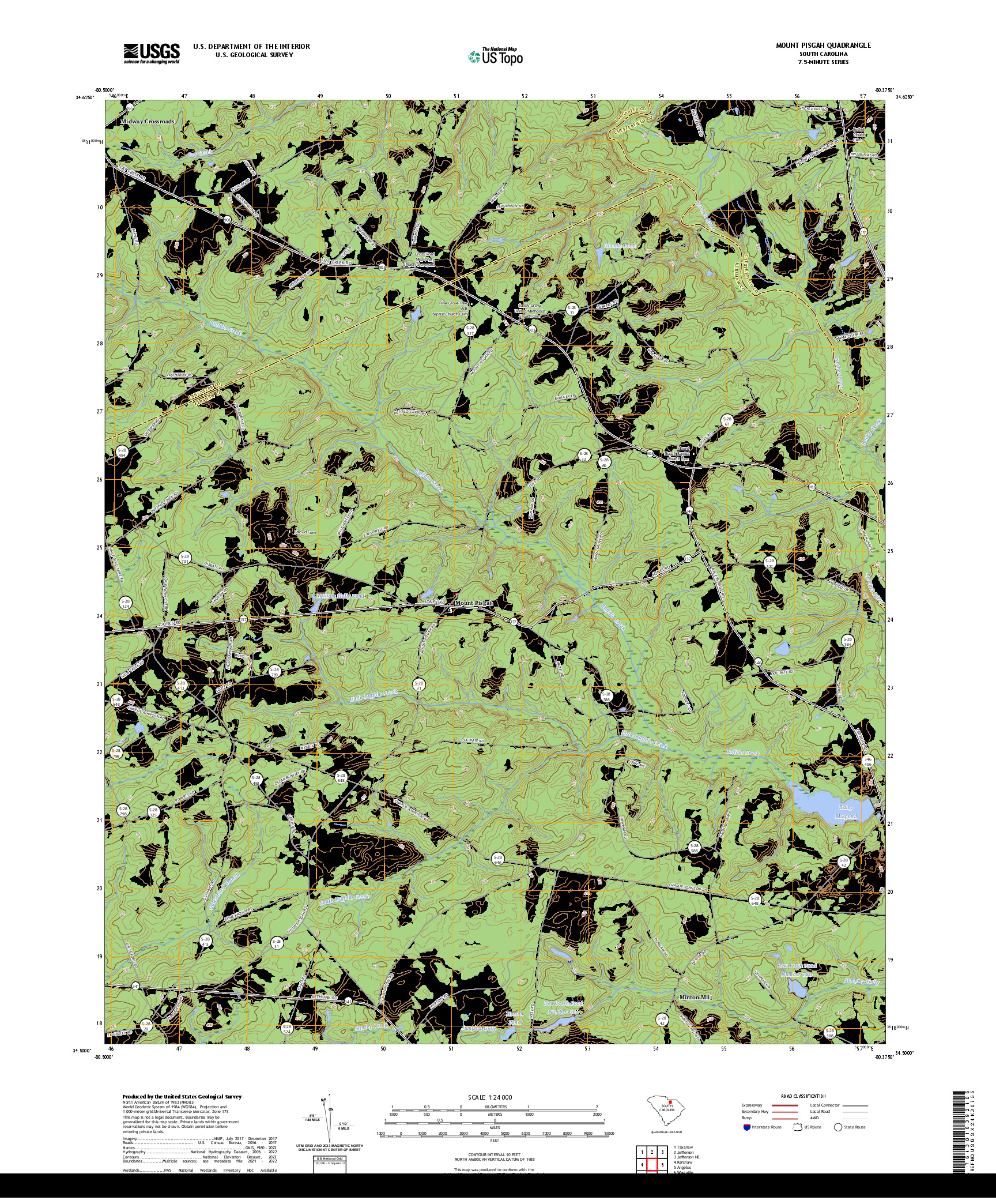 US TOPO 7.5-MINUTE MAP FOR MOUNT PISGAH, SC