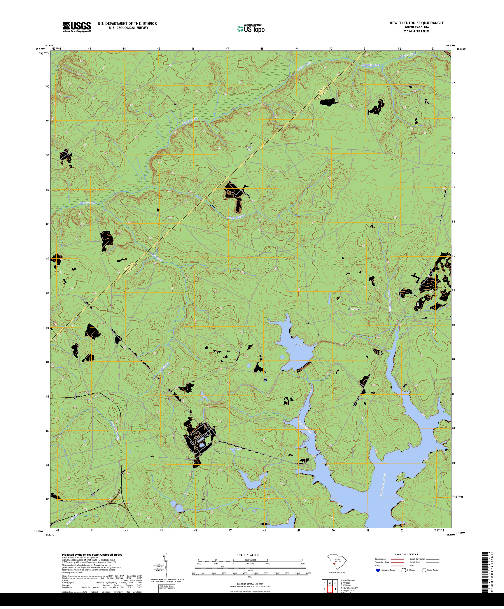 US TOPO 7.5-MINUTE MAP FOR NEW ELLENTON SE, SC