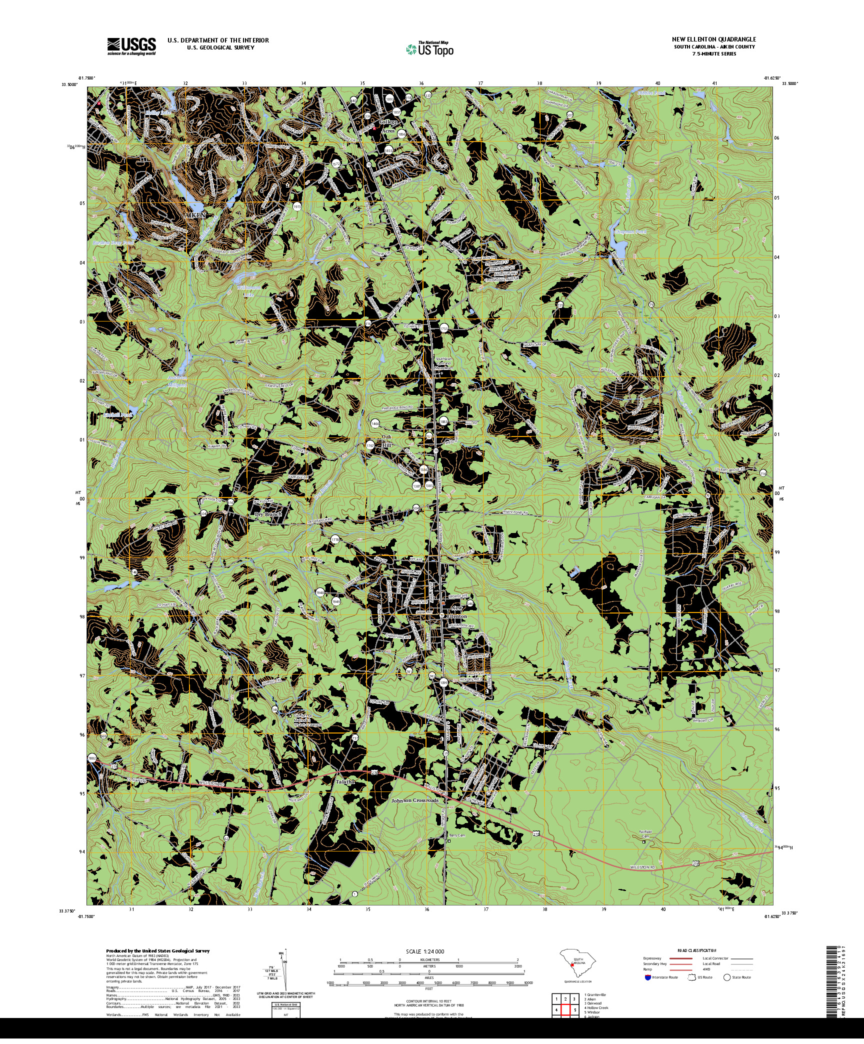 US TOPO 7.5-MINUTE MAP FOR NEW ELLENTON, SC