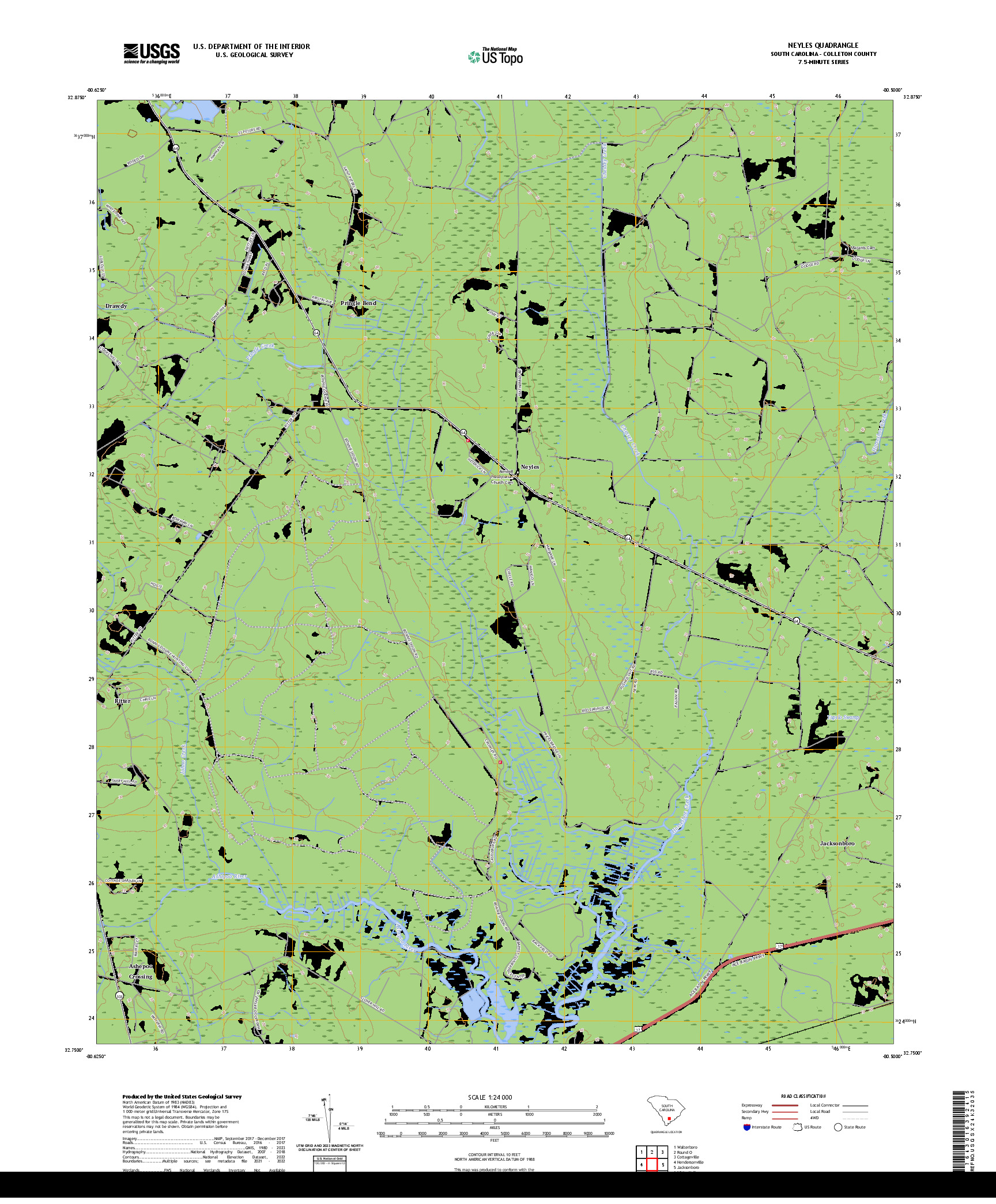 US TOPO 7.5-MINUTE MAP FOR NEYLES, SC