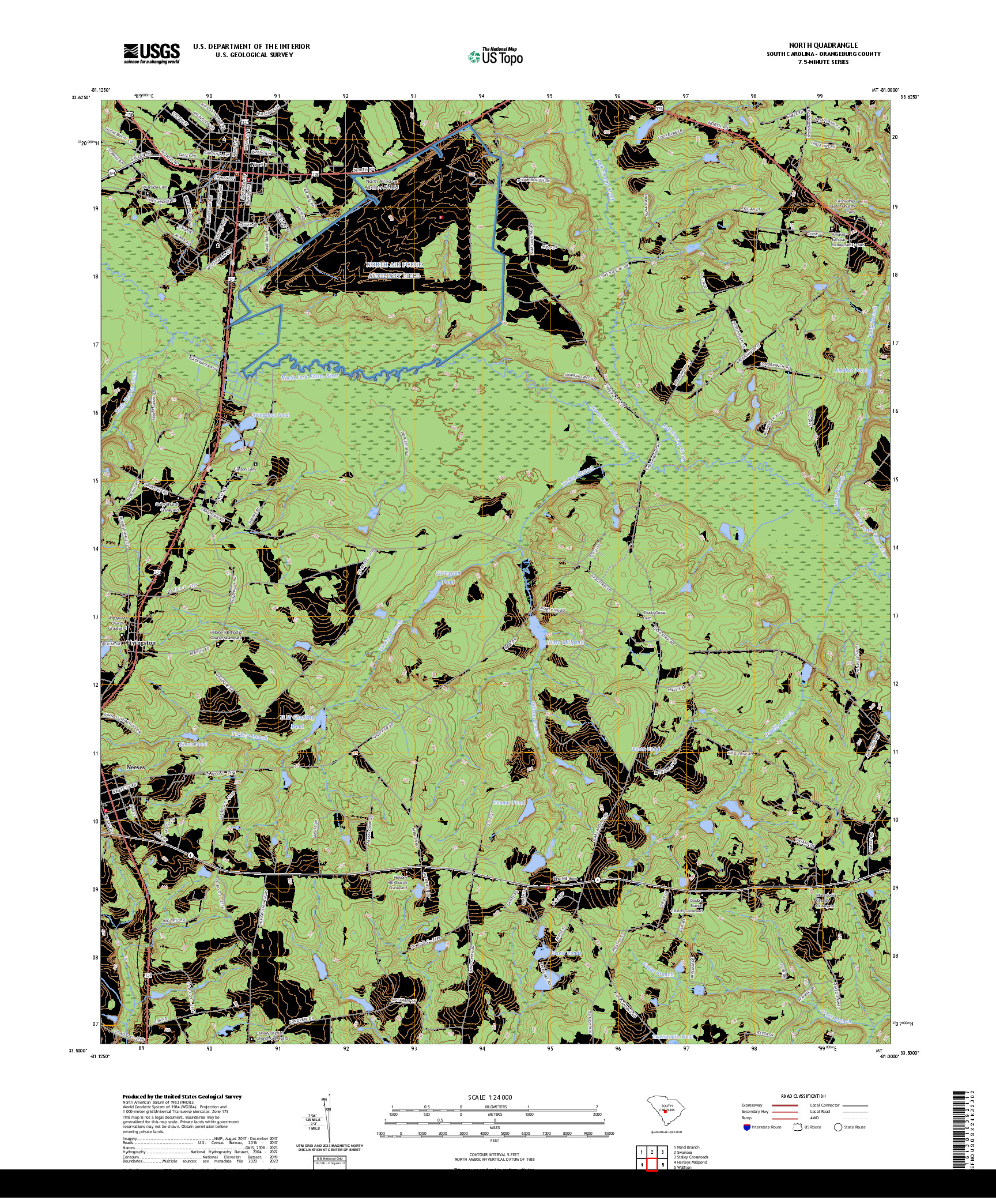 US TOPO 7.5-MINUTE MAP FOR NORTH, SC