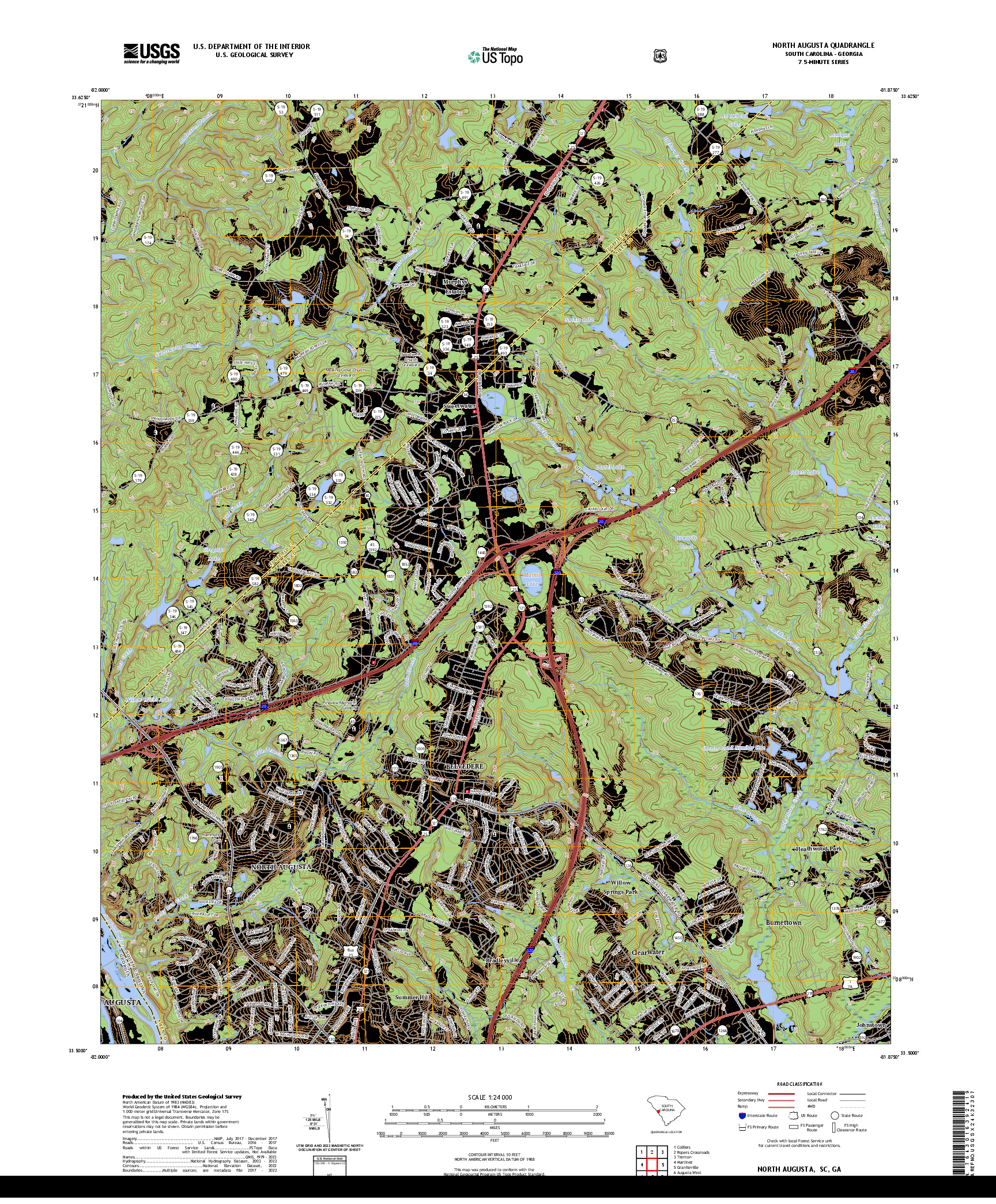 US TOPO 7.5-MINUTE MAP FOR NORTH AUGUSTA, SC,GA