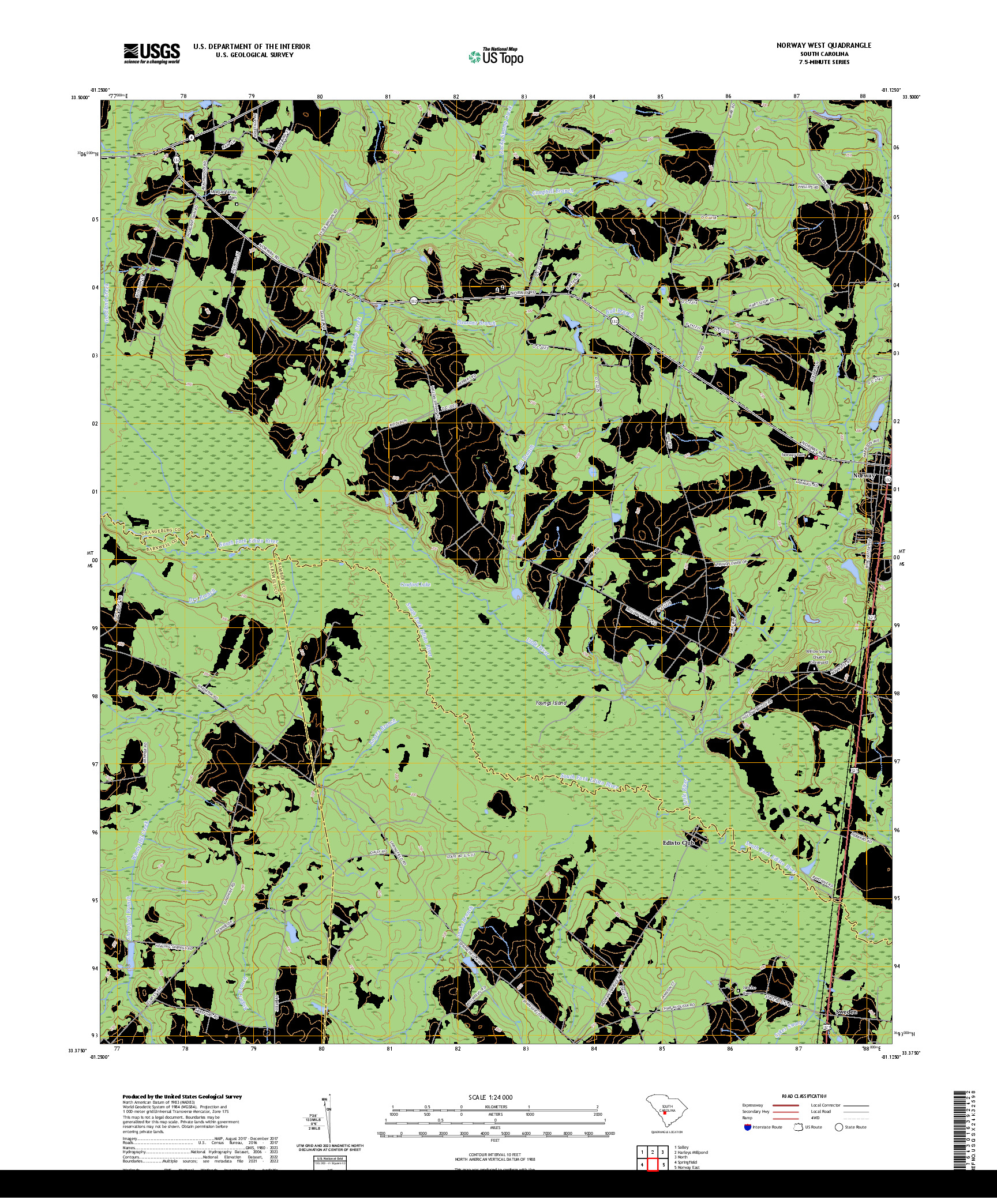 US TOPO 7.5-MINUTE MAP FOR NORWAY WEST, SC