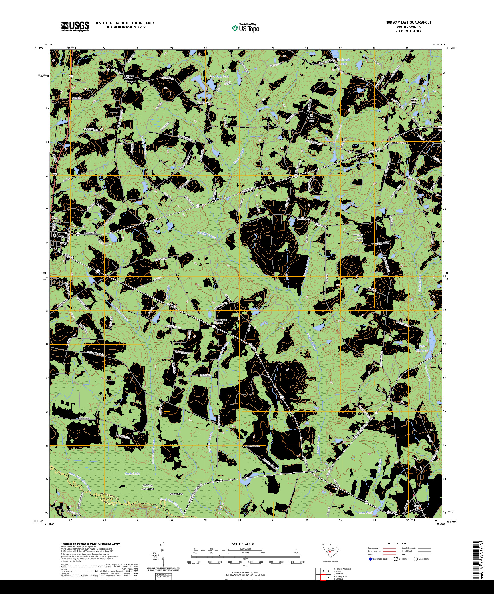 US TOPO 7.5-MINUTE MAP FOR NORWAY EAST, SC