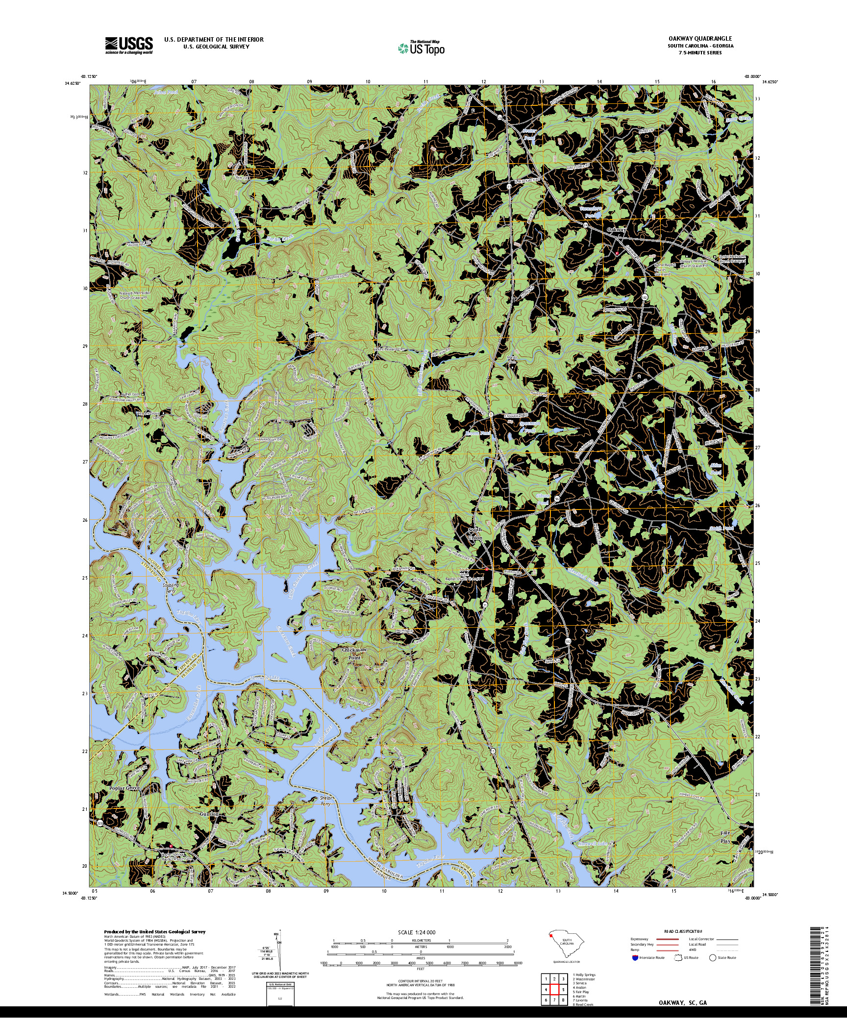 US TOPO 7.5-MINUTE MAP FOR OAKWAY, SC,GA