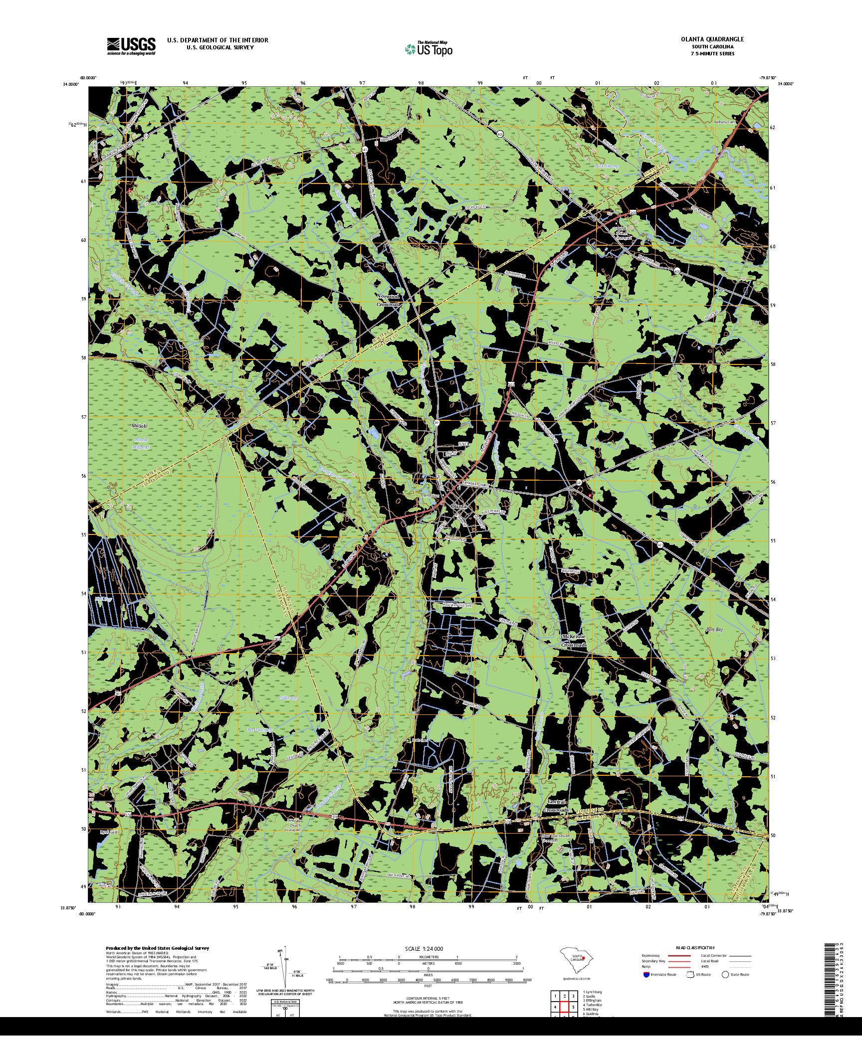 US TOPO 7.5-MINUTE MAP FOR OLANTA, SC