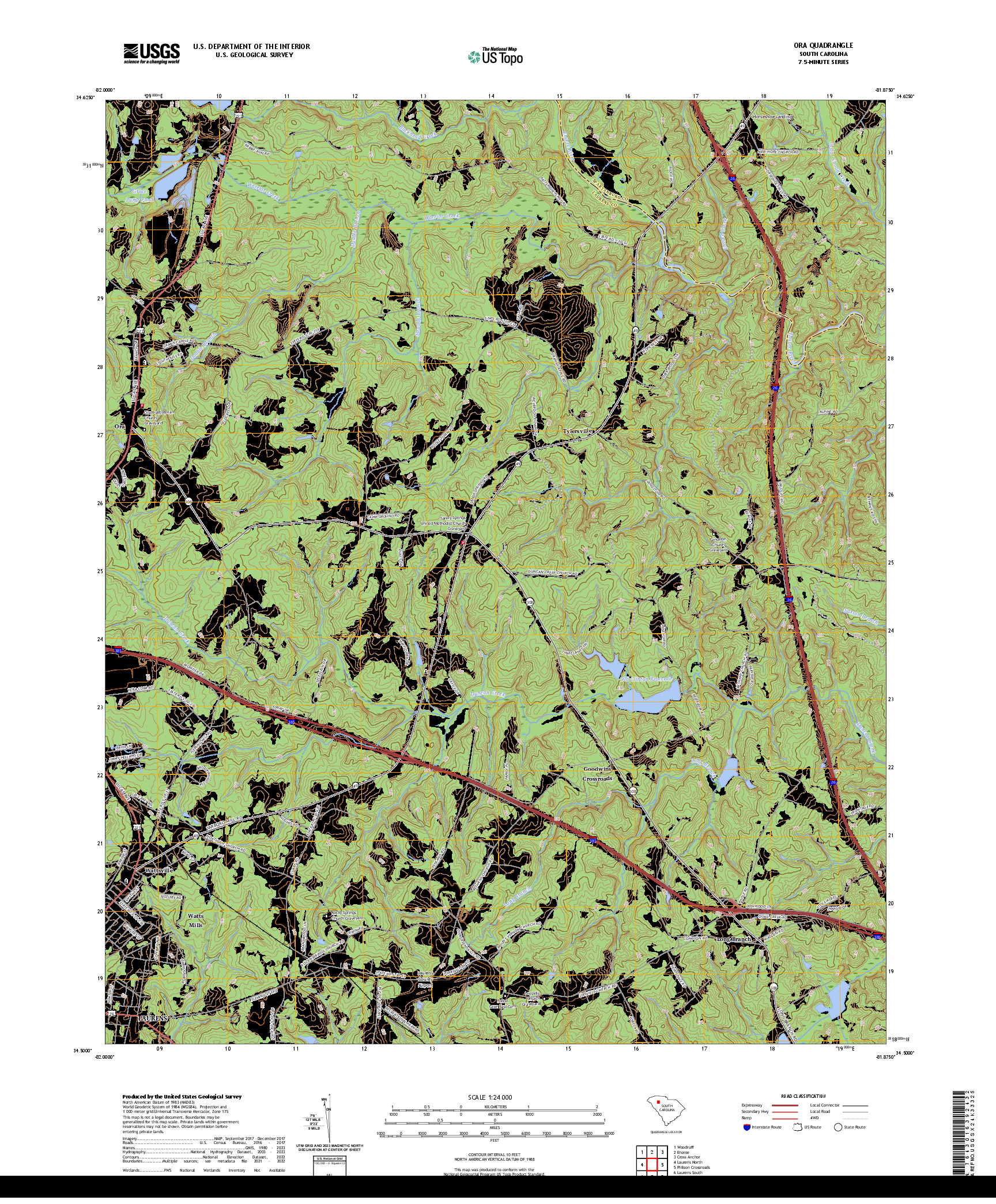 US TOPO 7.5-MINUTE MAP FOR ORA, SC