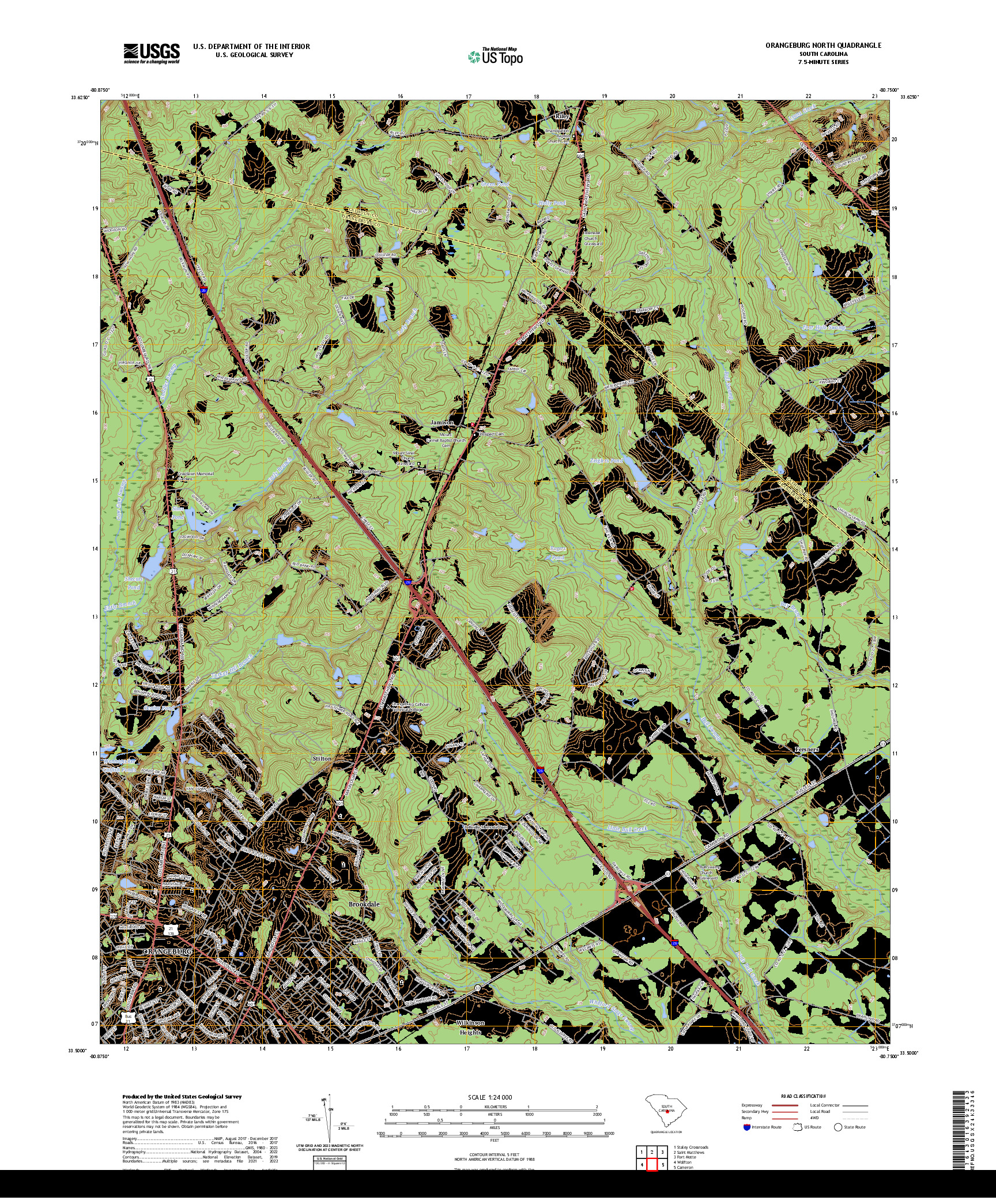 US TOPO 7.5-MINUTE MAP FOR ORANGEBURG NORTH, SC