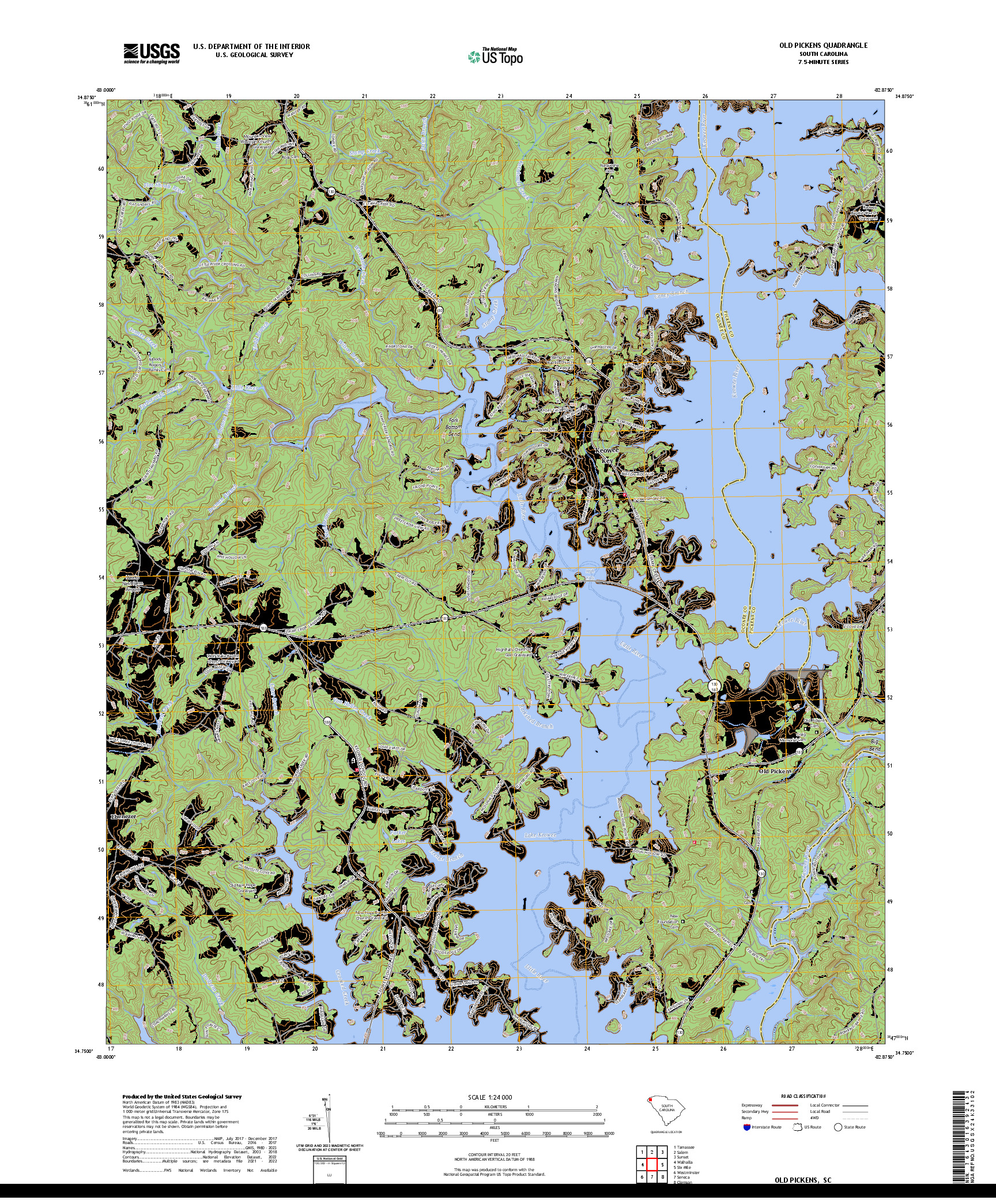 US TOPO 7.5-MINUTE MAP FOR OLD PICKENS, SC
