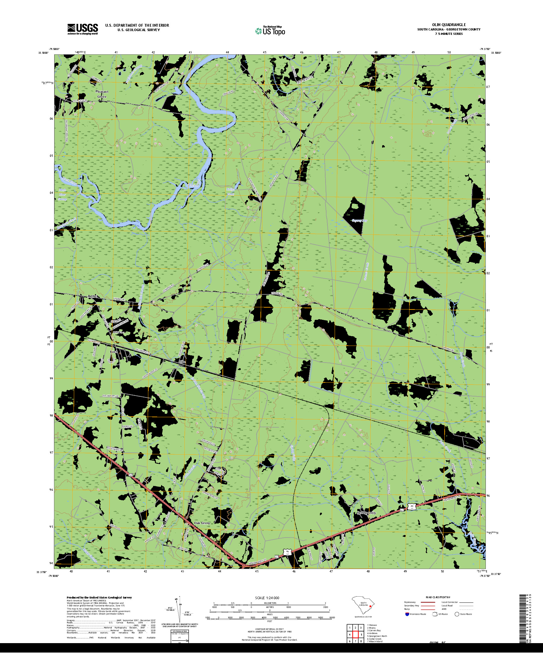 US TOPO 7.5-MINUTE MAP FOR OLIN, SC