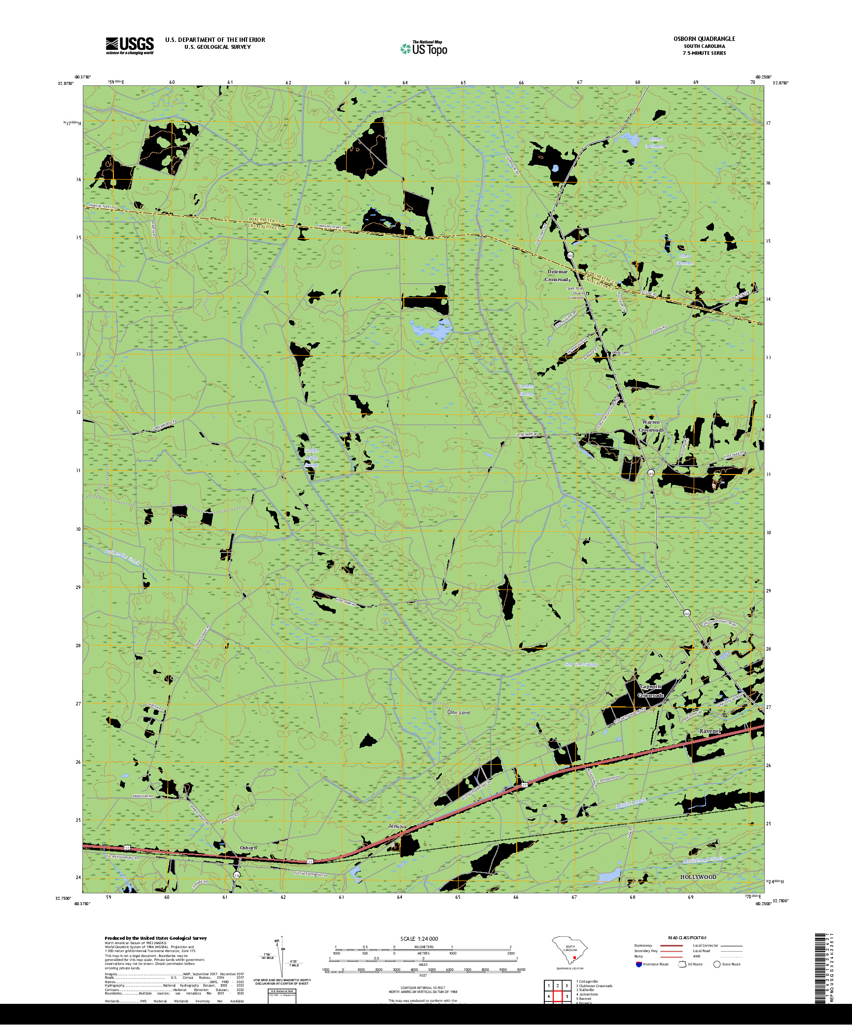 US TOPO 7.5-MINUTE MAP FOR OSBORN, SC