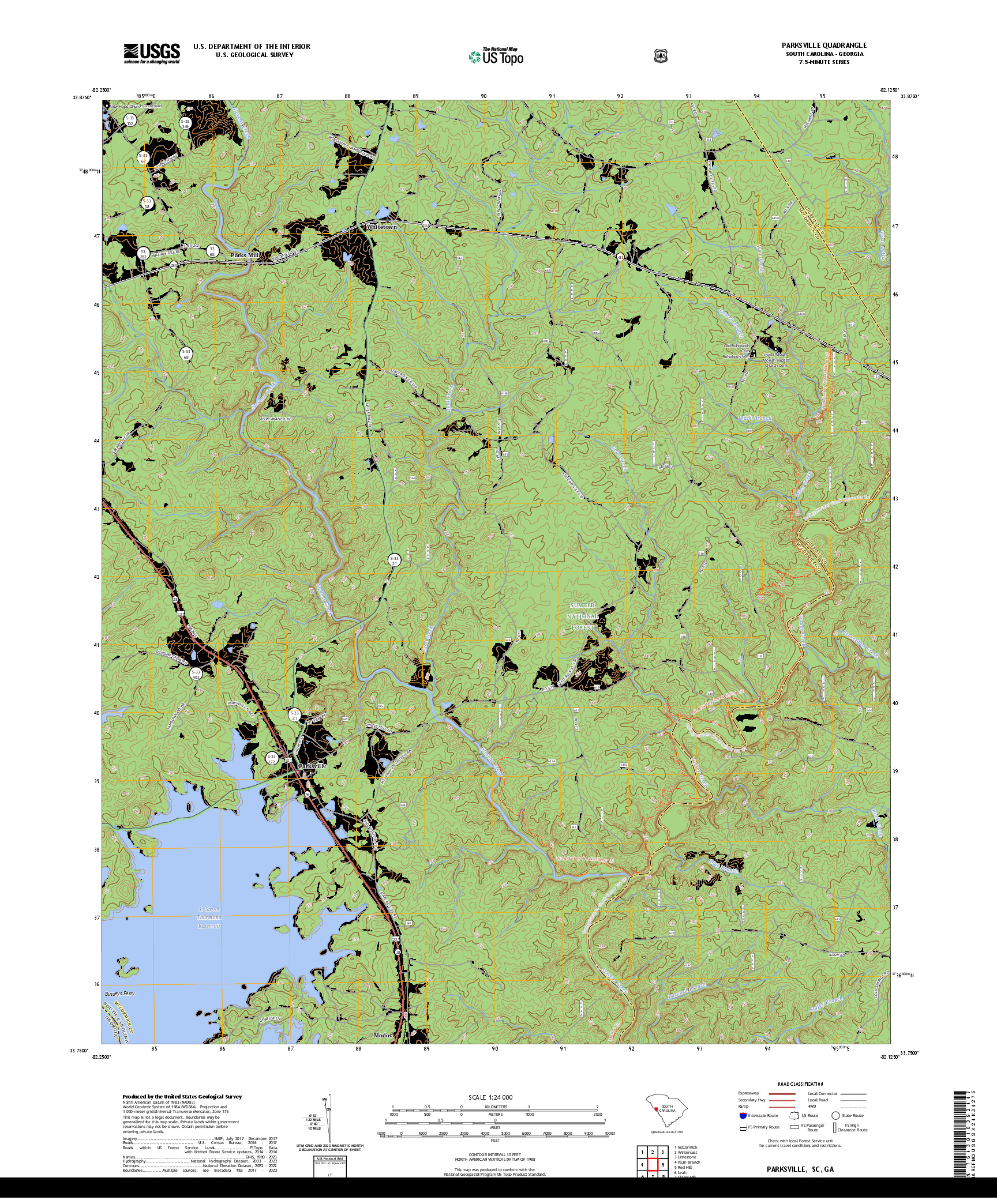 US TOPO 7.5-MINUTE MAP FOR PARKSVILLE, SC,GA