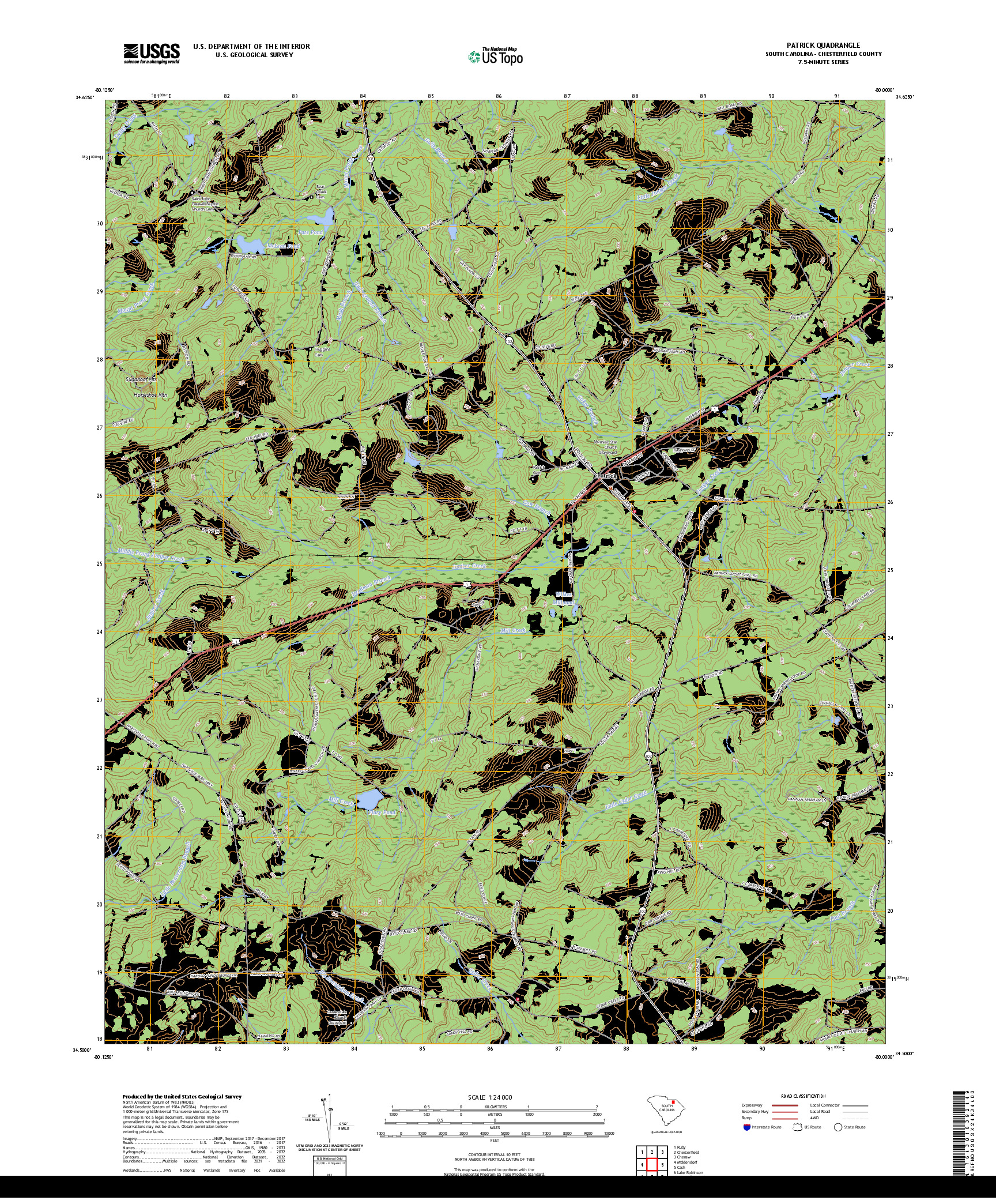 US TOPO 7.5-MINUTE MAP FOR PATRICK, SC