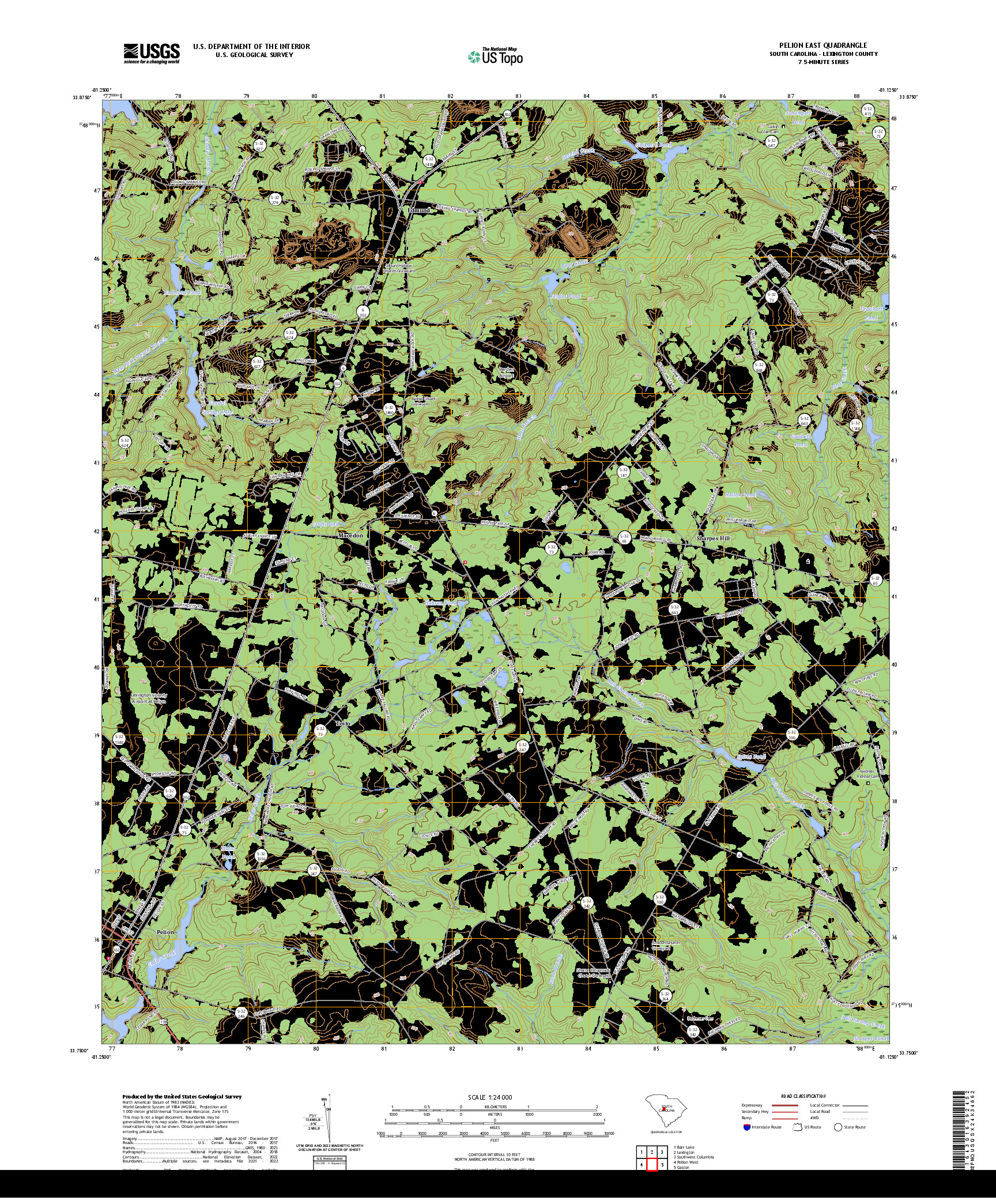 US TOPO 7.5-MINUTE MAP FOR PELION EAST, SC