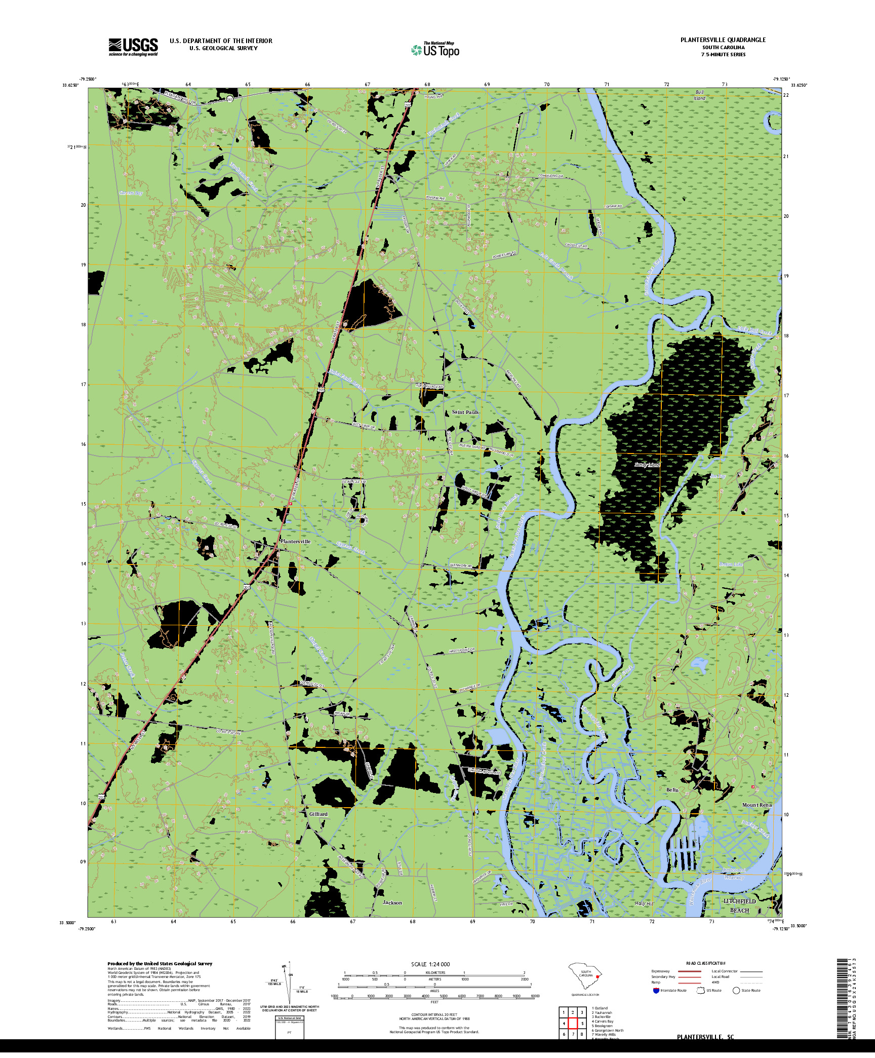 US TOPO 7.5-MINUTE MAP FOR PLANTERSVILLE, SC